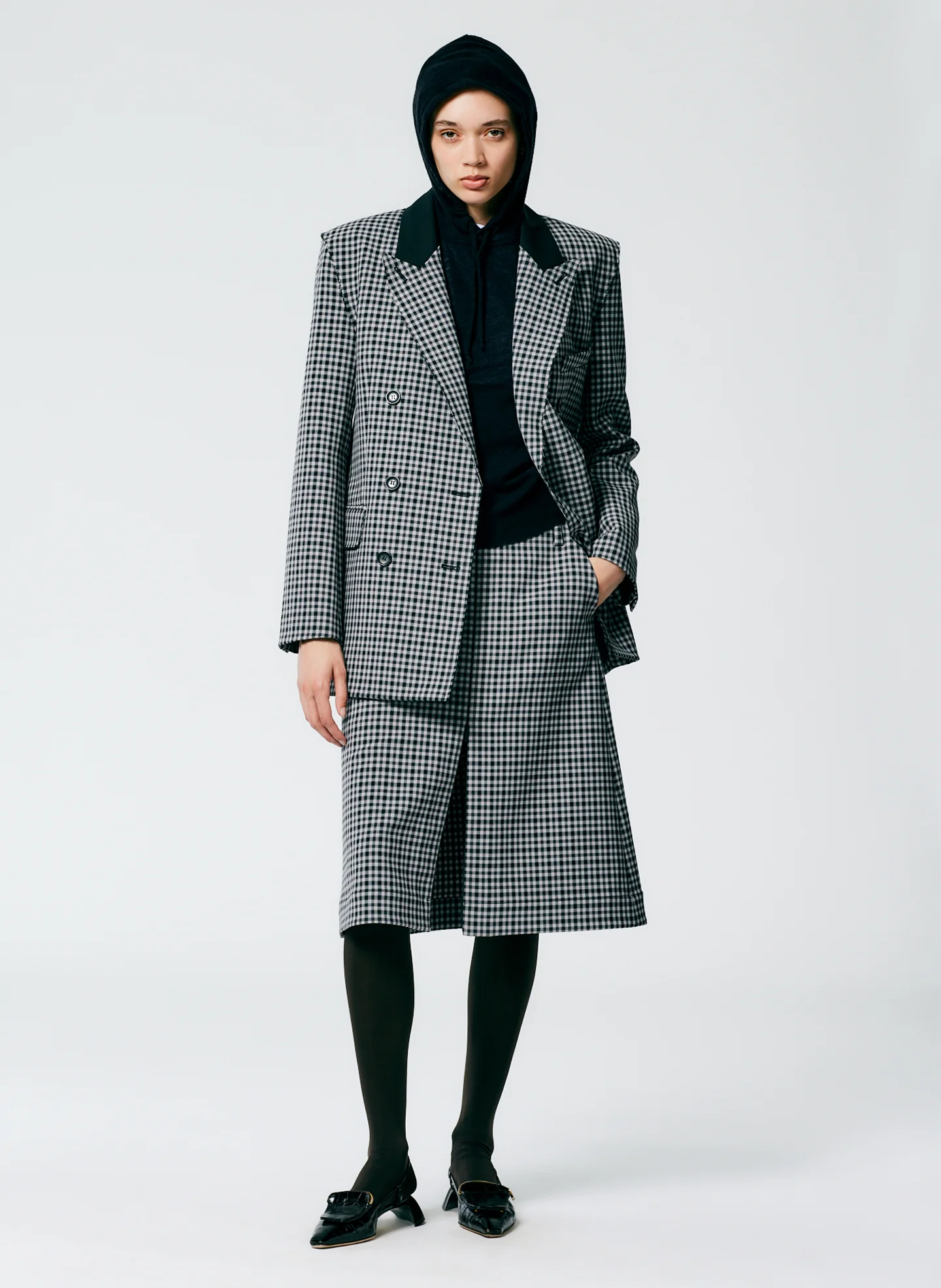 Double Faced Menswear Check Double Breasted Blazer - Image 7