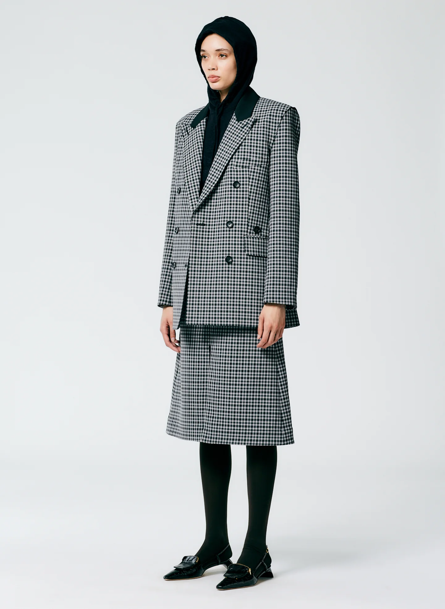 Double Faced Menswear Check Double Breasted Blazer - Image 8