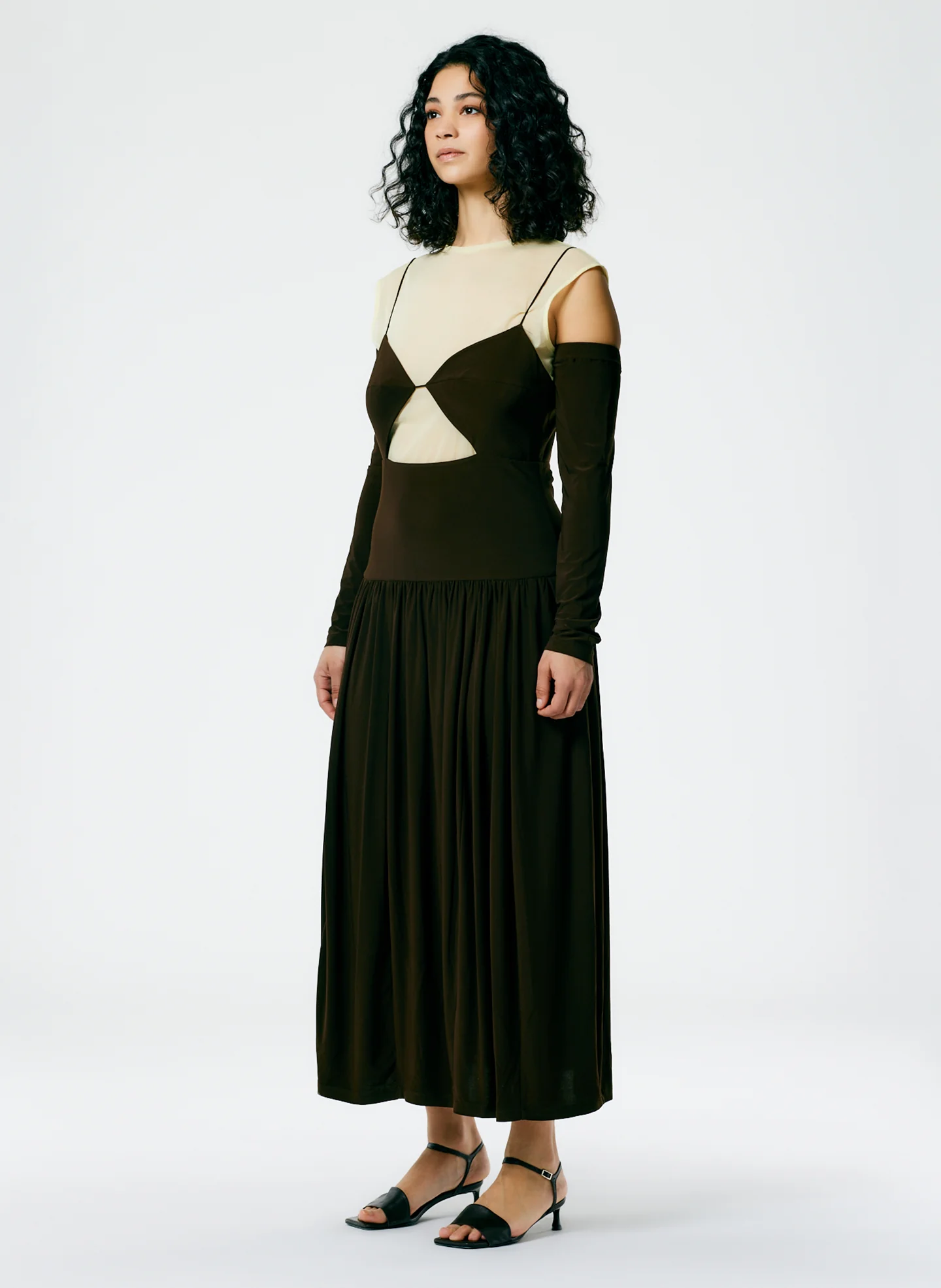 Drapey Jersey Cut Out Sculpted Shirred Dress - Image 3