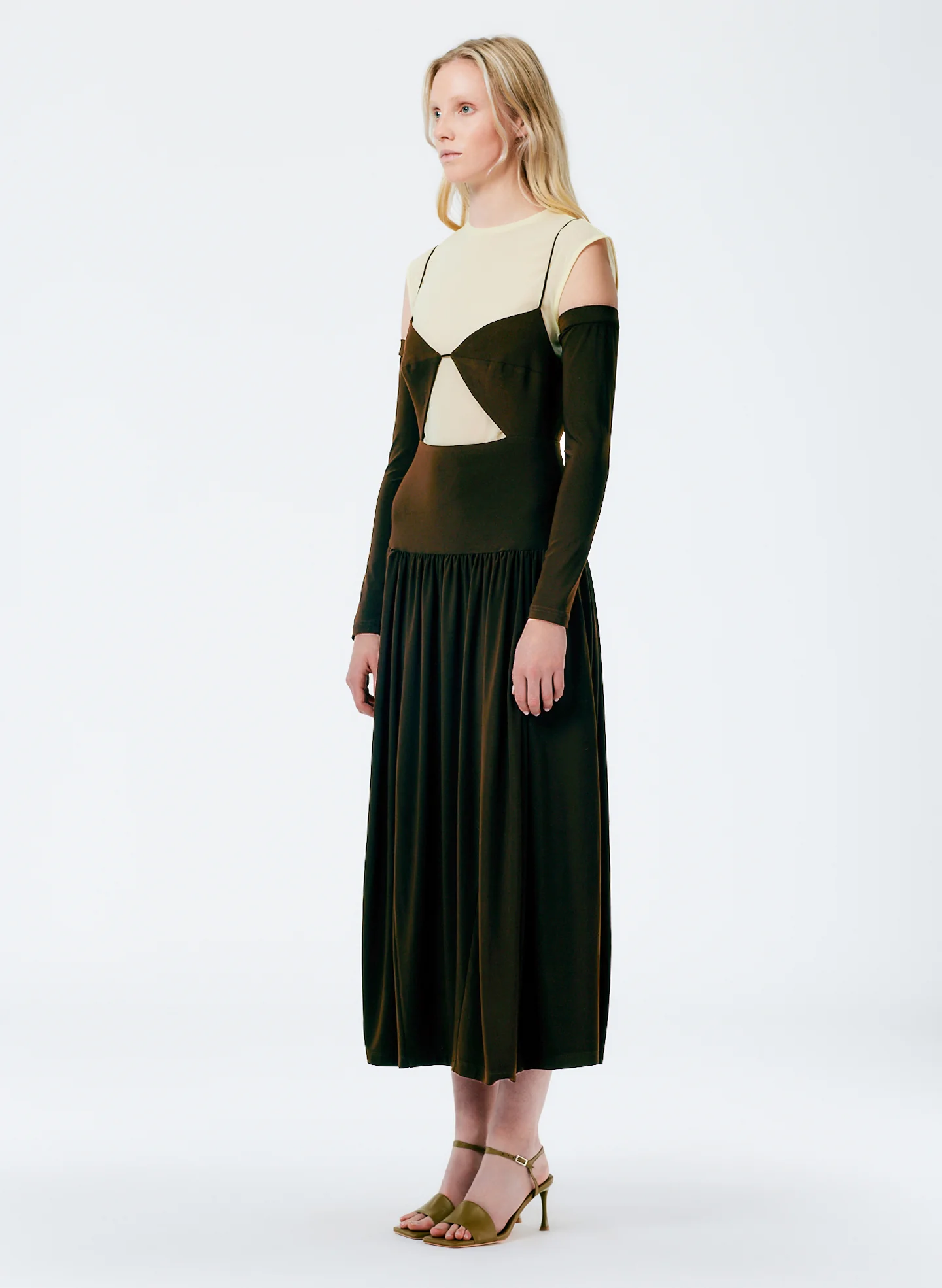 Drapey Jersey Cut Out Sculpted Shirred Dress - Image 9