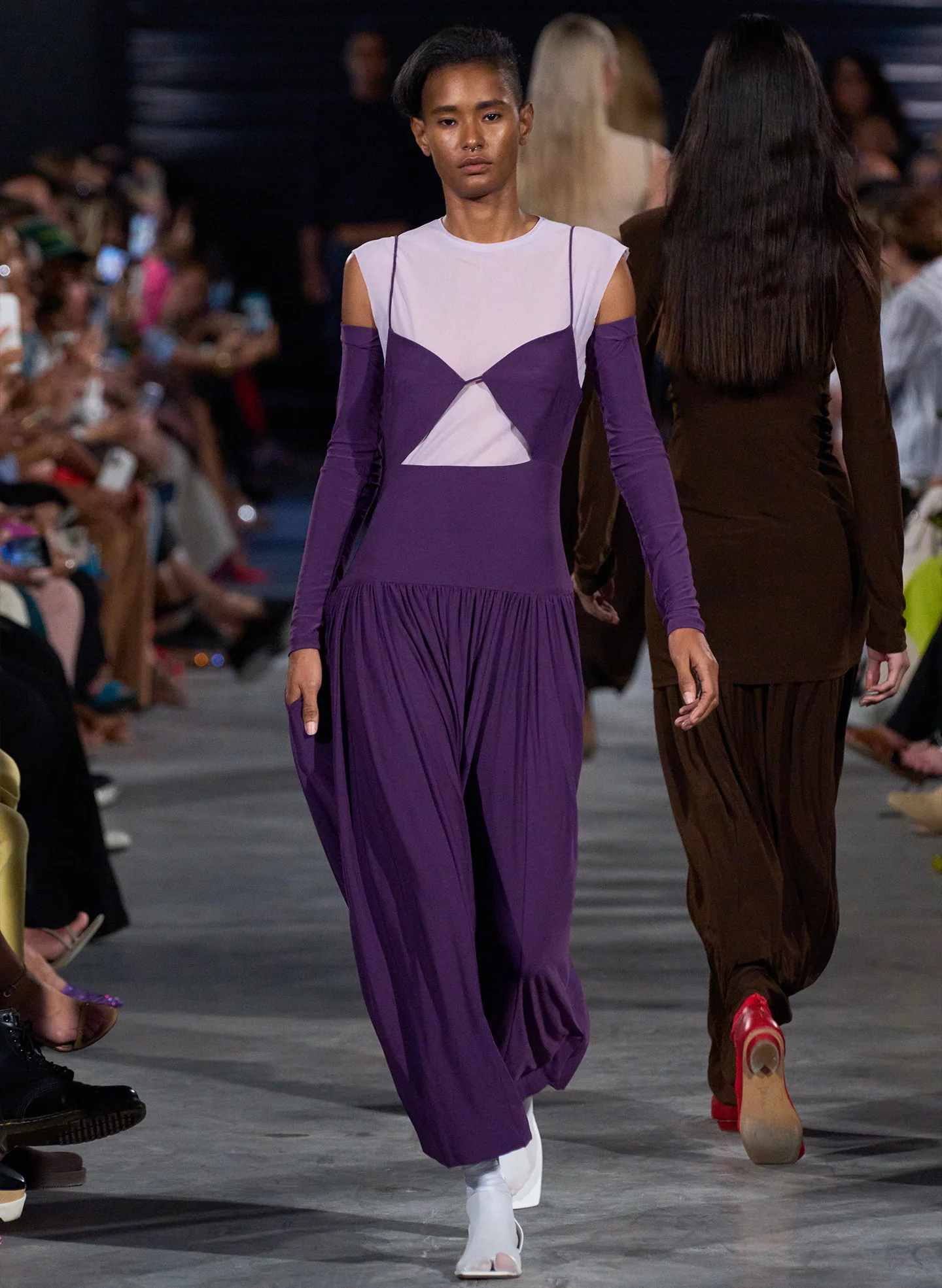 Drapey Jersey Cut Out Sculpted Shirred Dress - Image 2