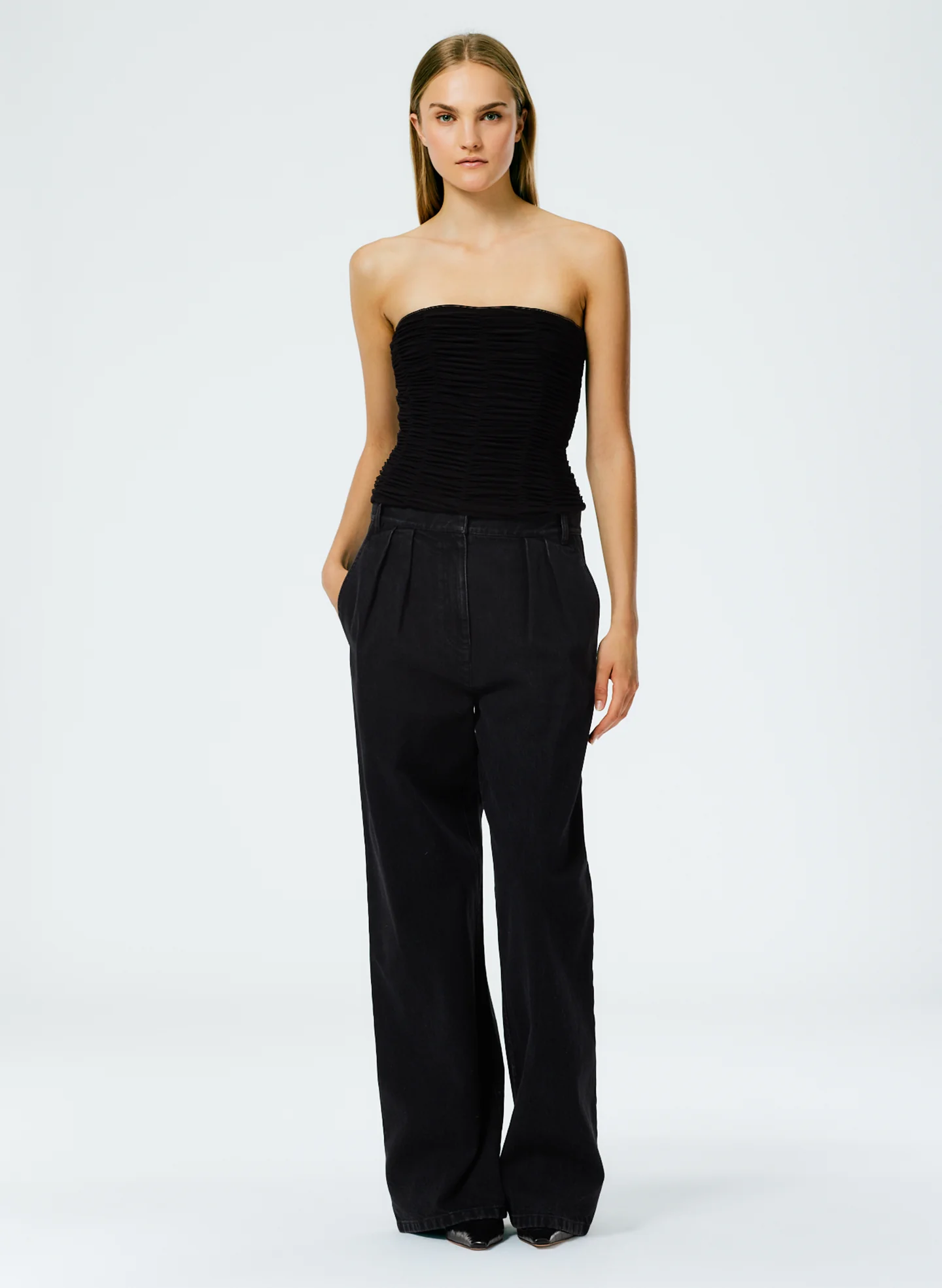 Drapey Jersey Ruched Strapless Top - Image 5