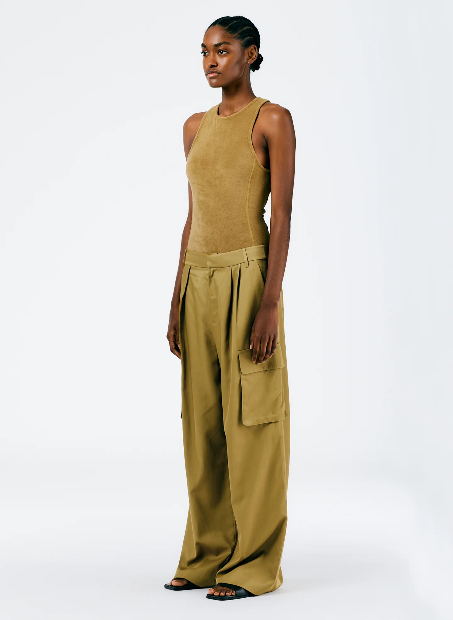 Drapey Suiting Asymmetrical Pleat Stella Pant - Image 3
