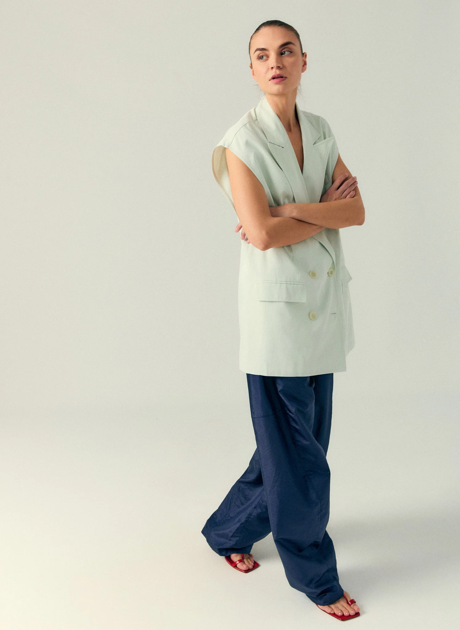 Drapey Suiting Oversized Double Breasted Vest - Image 2