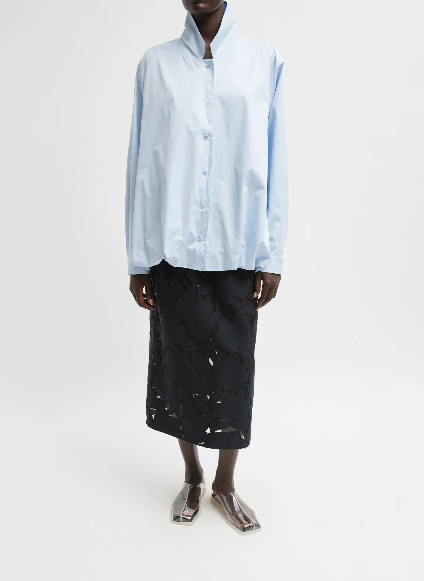 Eco Poplin Bubble Hem Shirt Jacket - Image 4