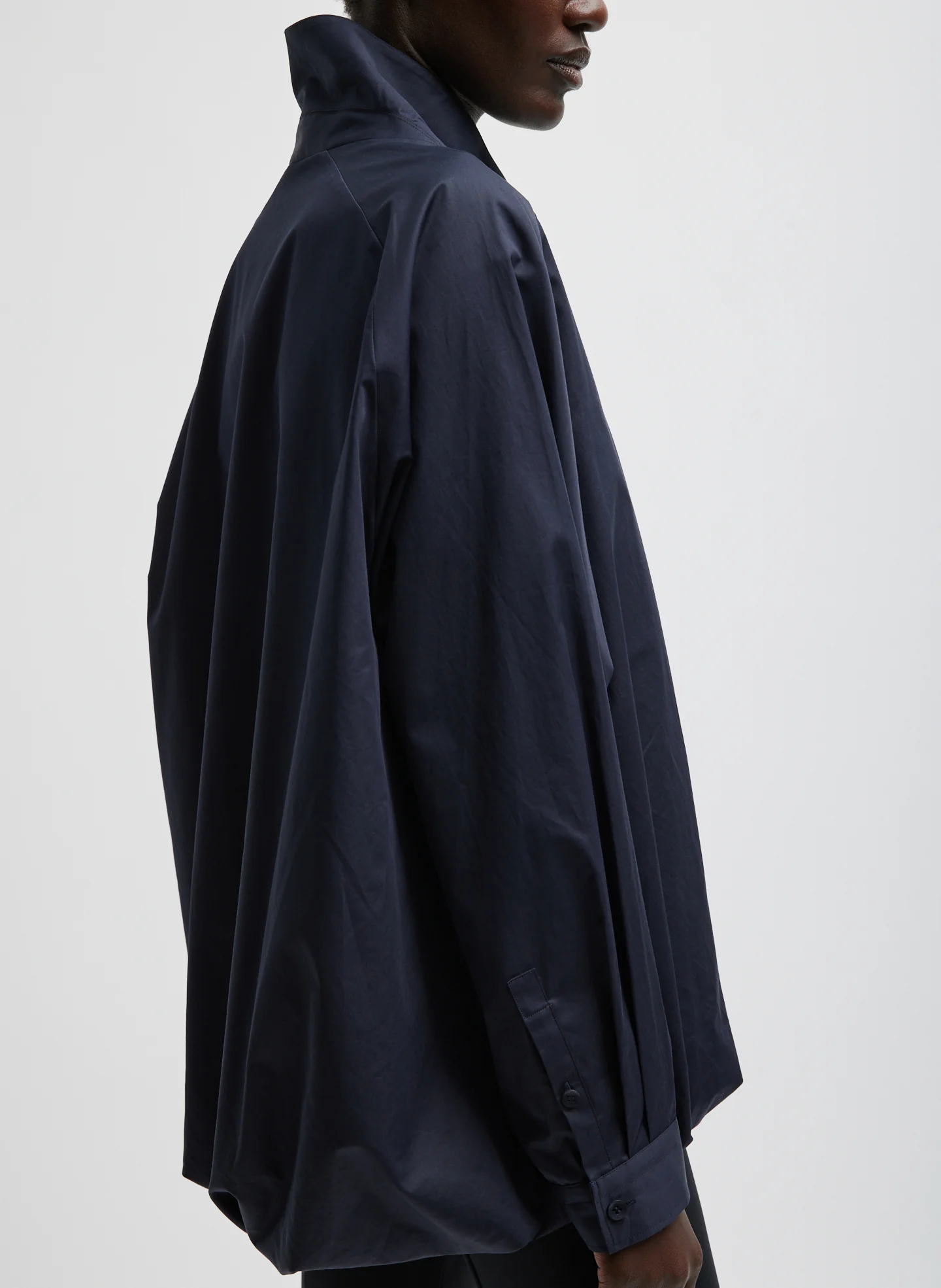 Eco Poplin Bubble Hem Shirt Jacket - Image 3