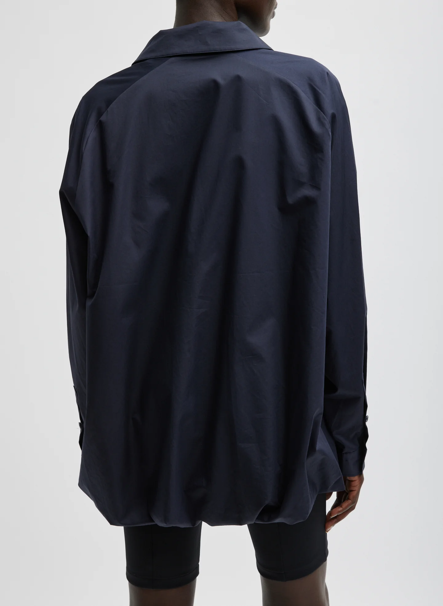 Eco Poplin Bubble Hem Shirt Jacket - Image 4