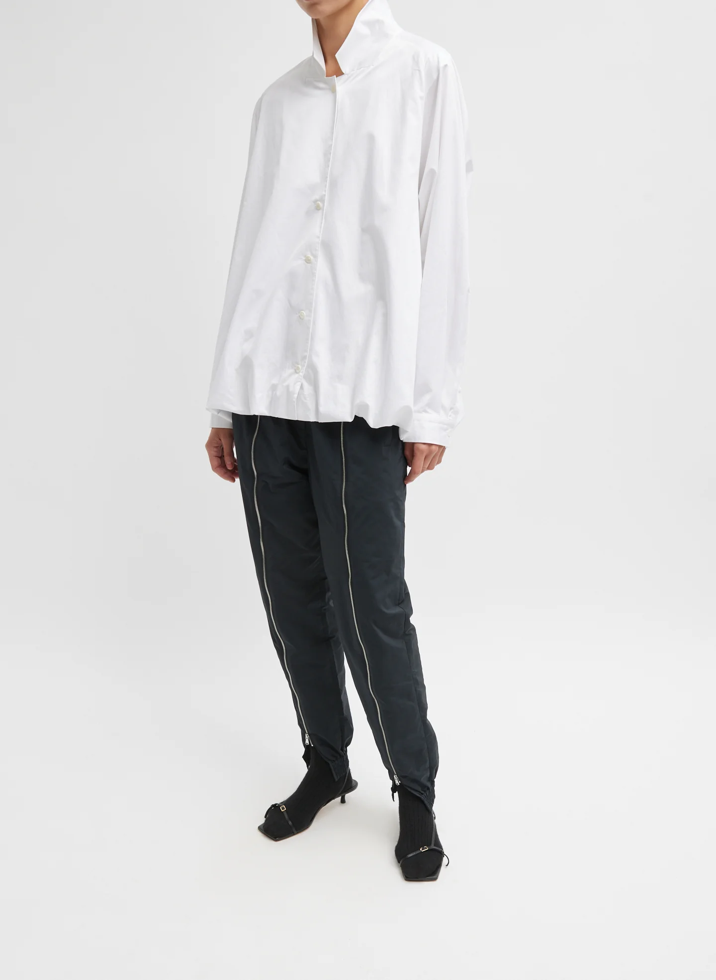 Eco Poplin Bubble Hem Shirt Jacket