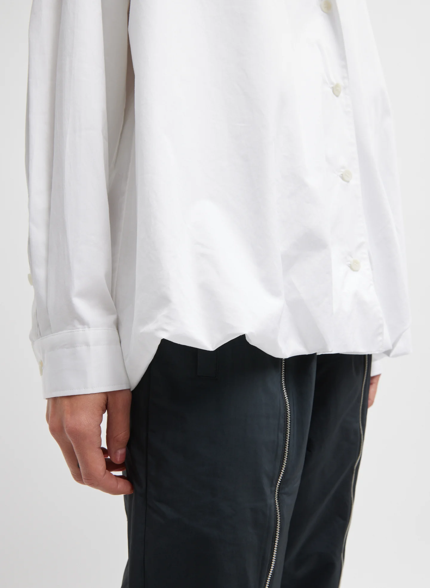 Eco Poplin Bubble Hem Shirt Jacket - Image 2