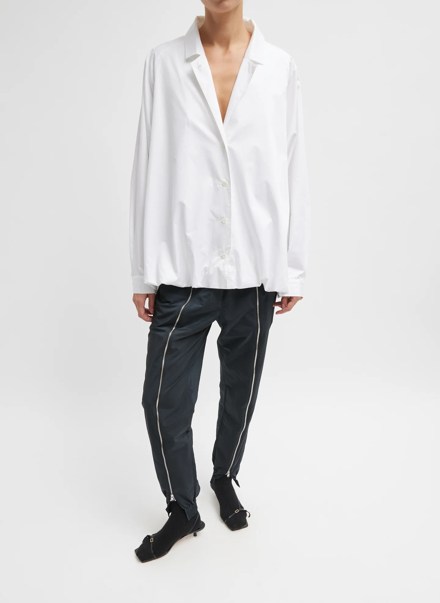 Eco Poplin Bubble Hem Shirt Jacket - Image 3