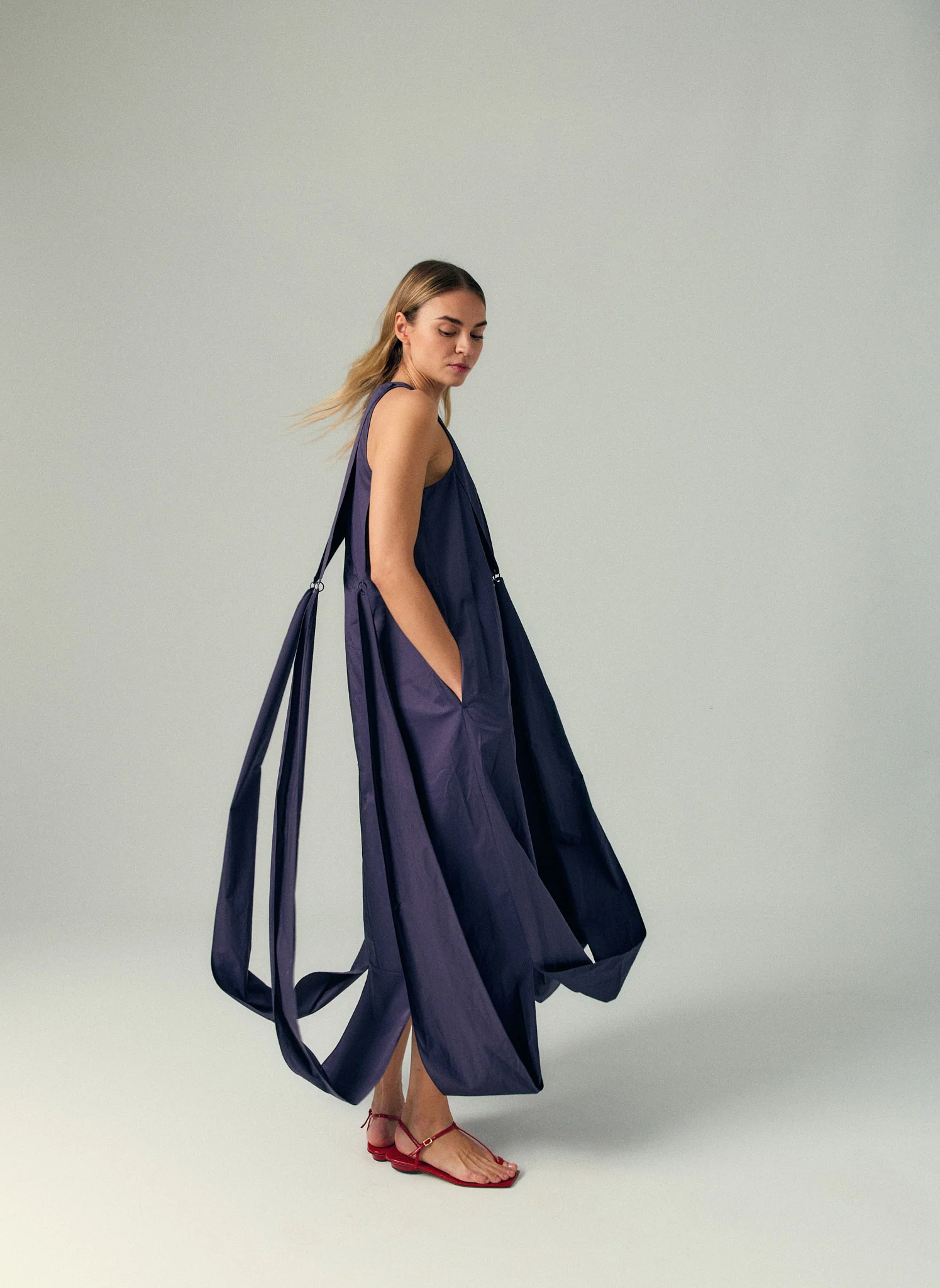 Eco Poplin Halter Paneled Dress - Image 2