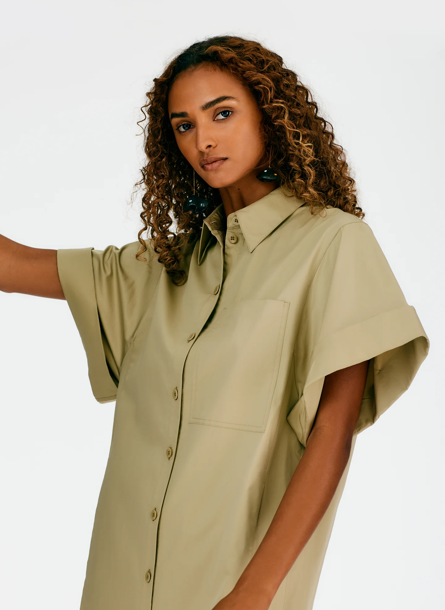 Eco Poplin Rolled Sleeve Shirtdress - Image 7