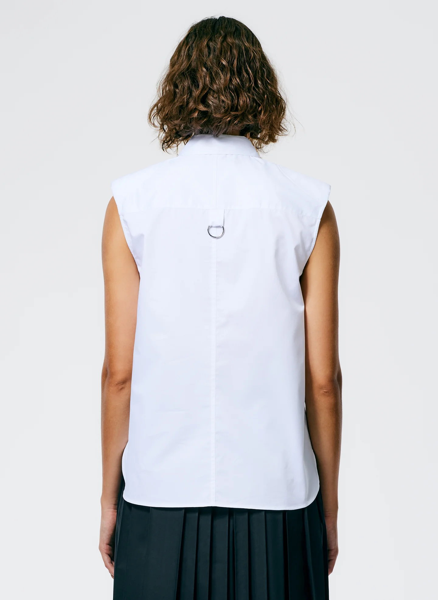 Eco Poplin Sleeveless Shoulderpad Shirt - Image 4