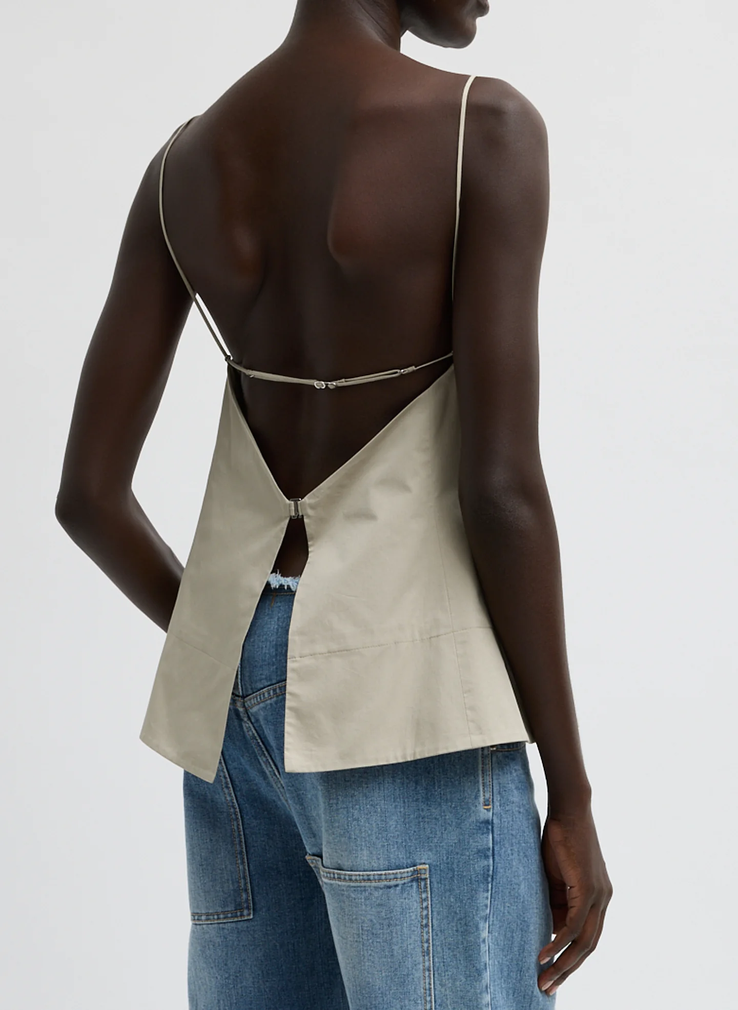 Eco Poplin Strappy Open Back Top - Image 3