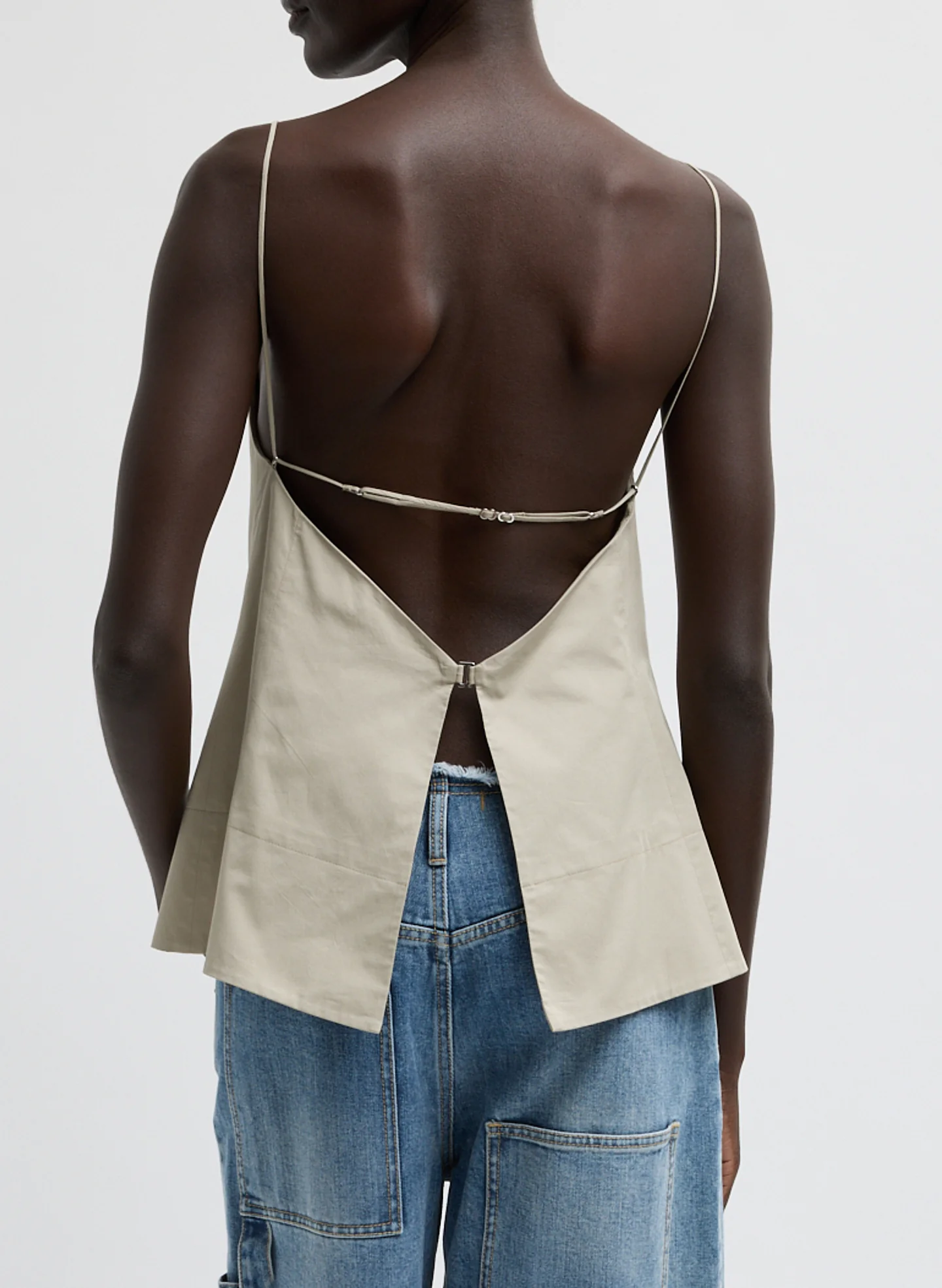 Eco Poplin Strappy Open Back Top - Image 4