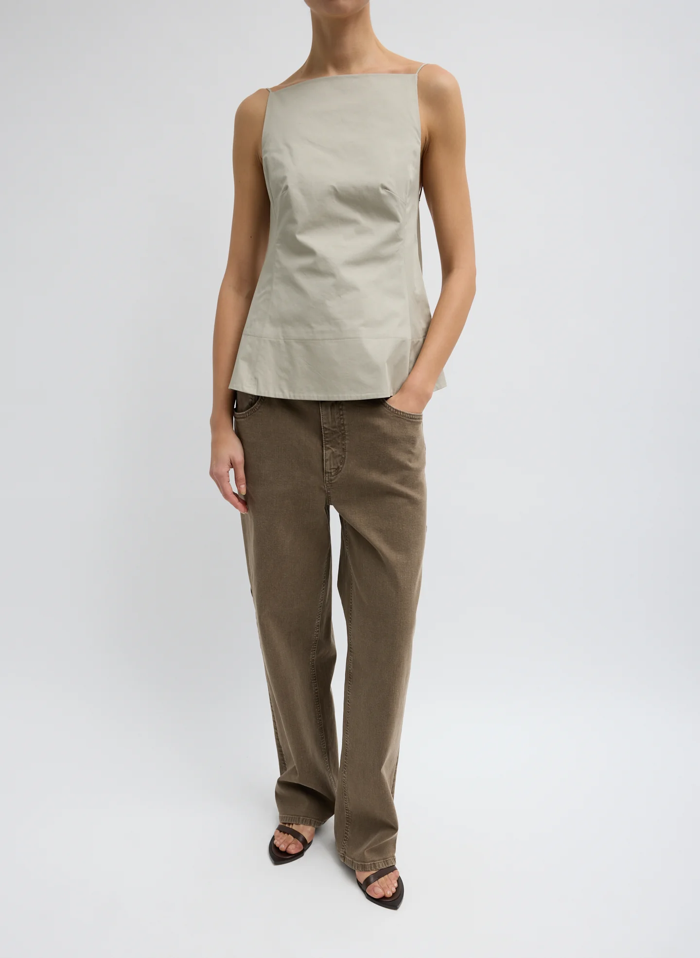 Eco Poplin Strappy Open Back Top - Image 9