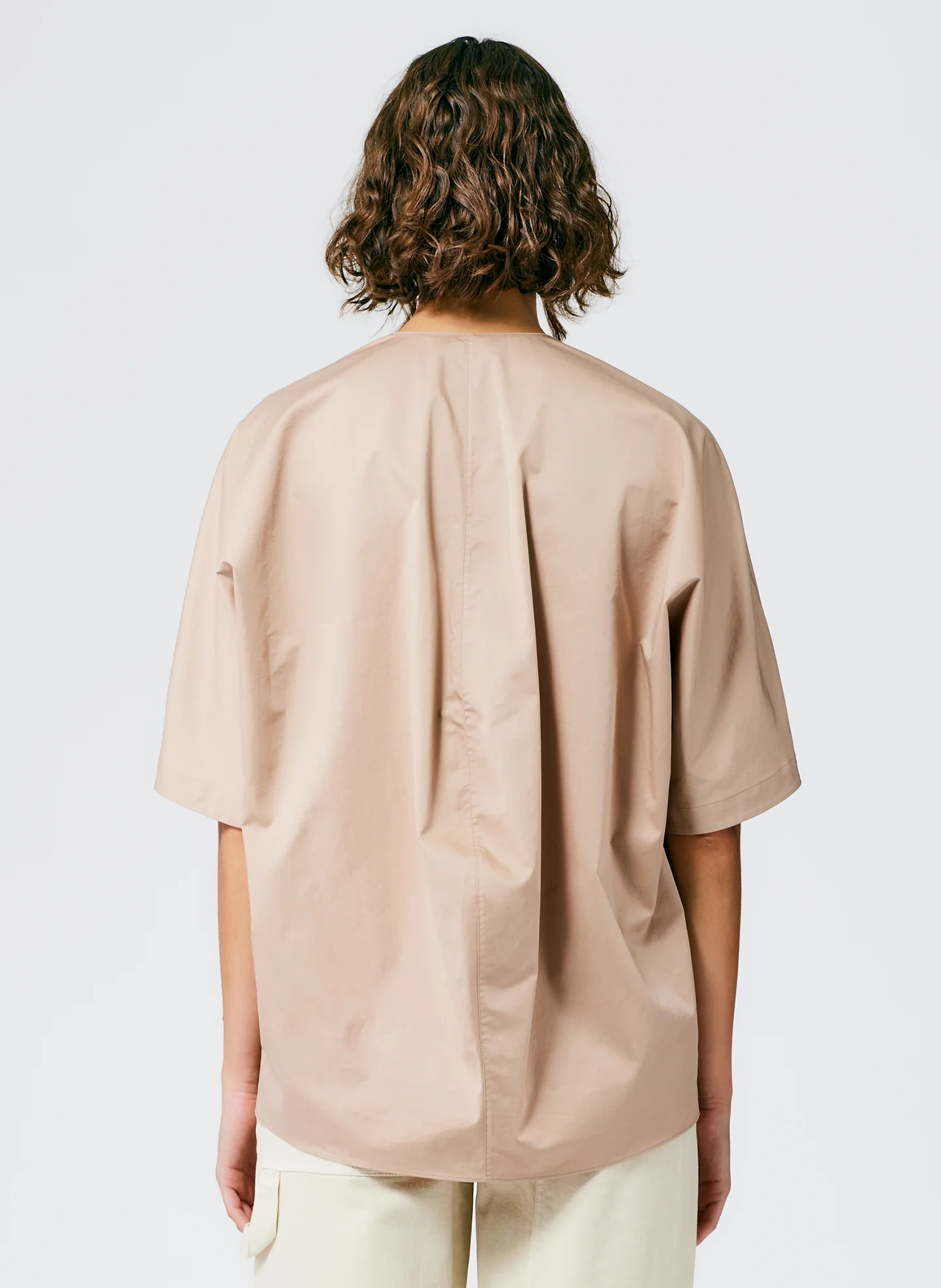 Eco Poplin V-Neck Cocoon Top - Image 4