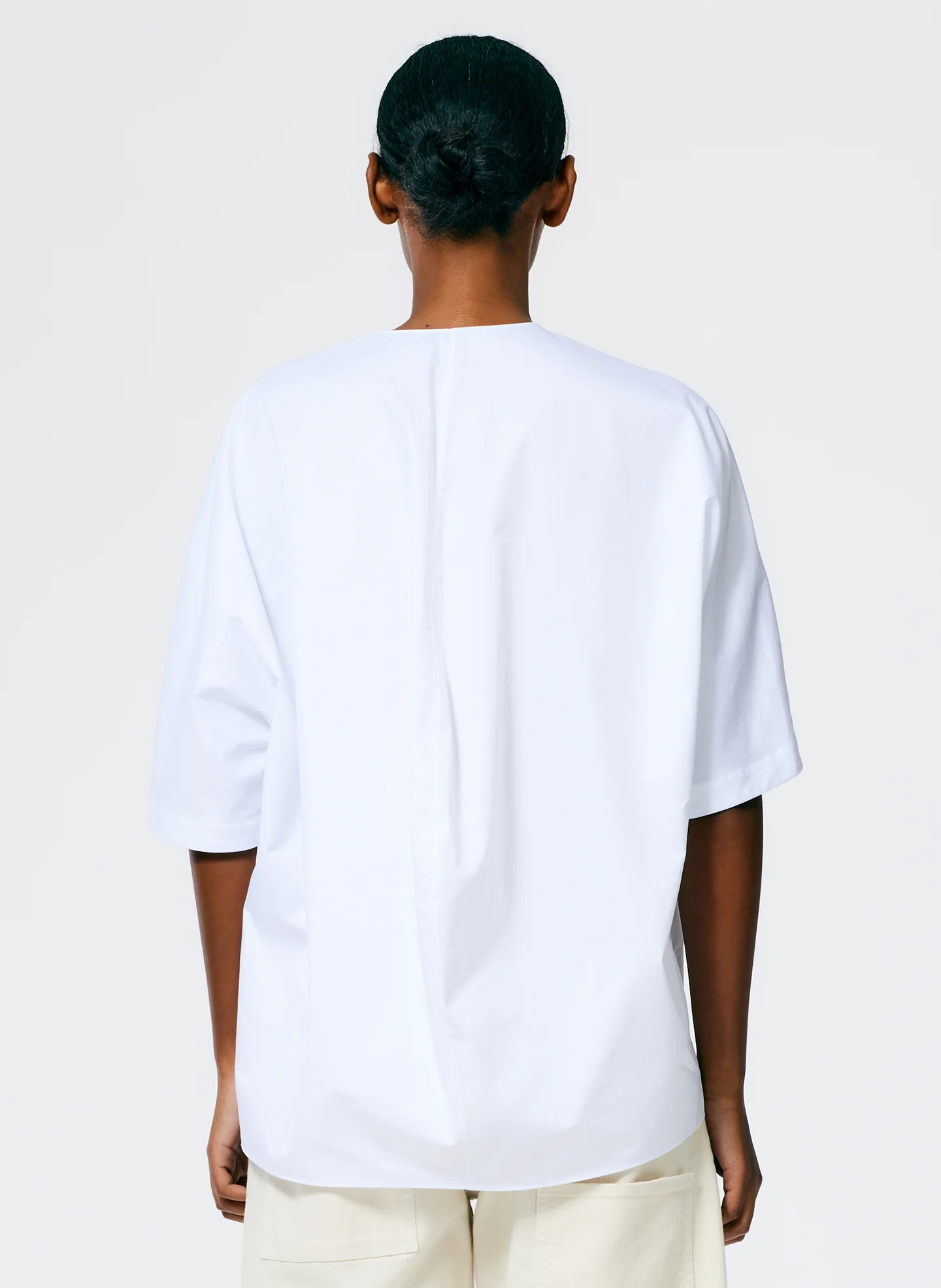 Eco Poplin V-Neck Cocoon Top - Image 4