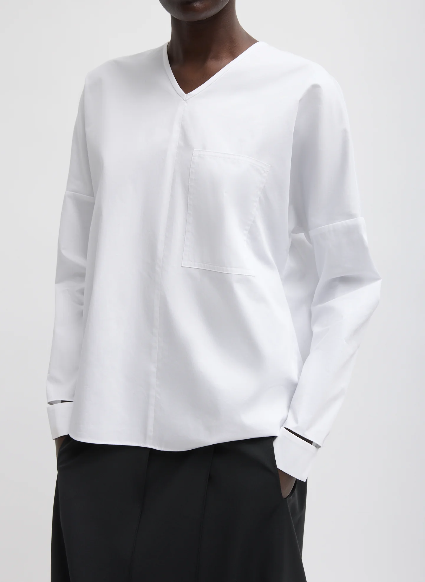 Eco Poplin V-Neck Dolman Top