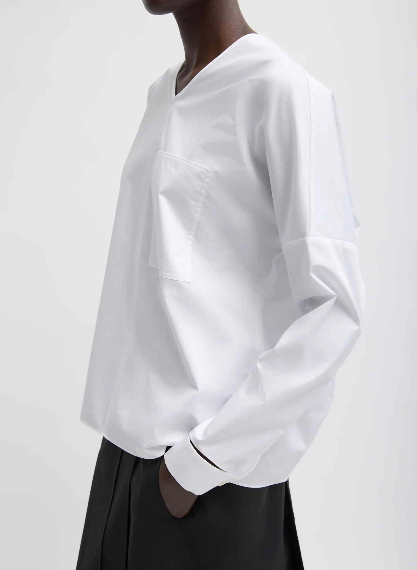 Eco Poplin V-Neck Dolman Top - Image 2