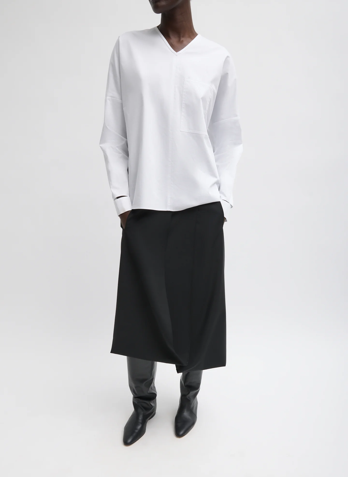 Eco Poplin V-Neck Dolman Top - Image 6