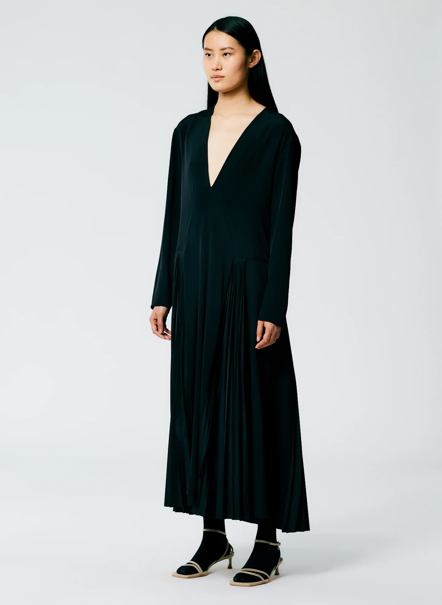 Eco Silk Pleated Godet Dress - Image 3