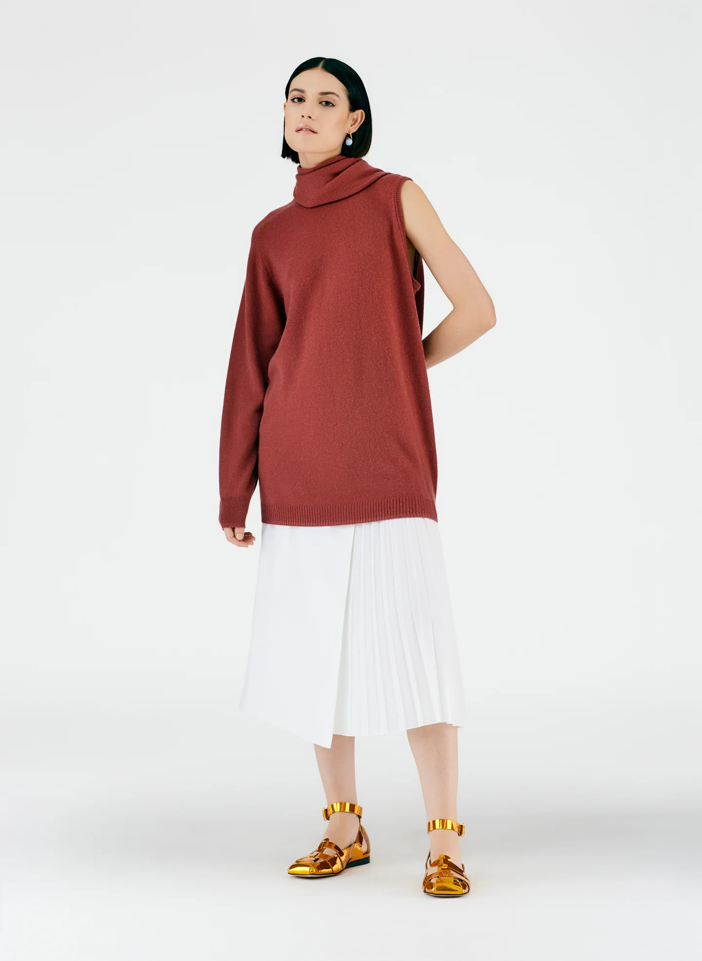 Feather Weight Cashmere Cutout Sleeve Pullover - Image 10