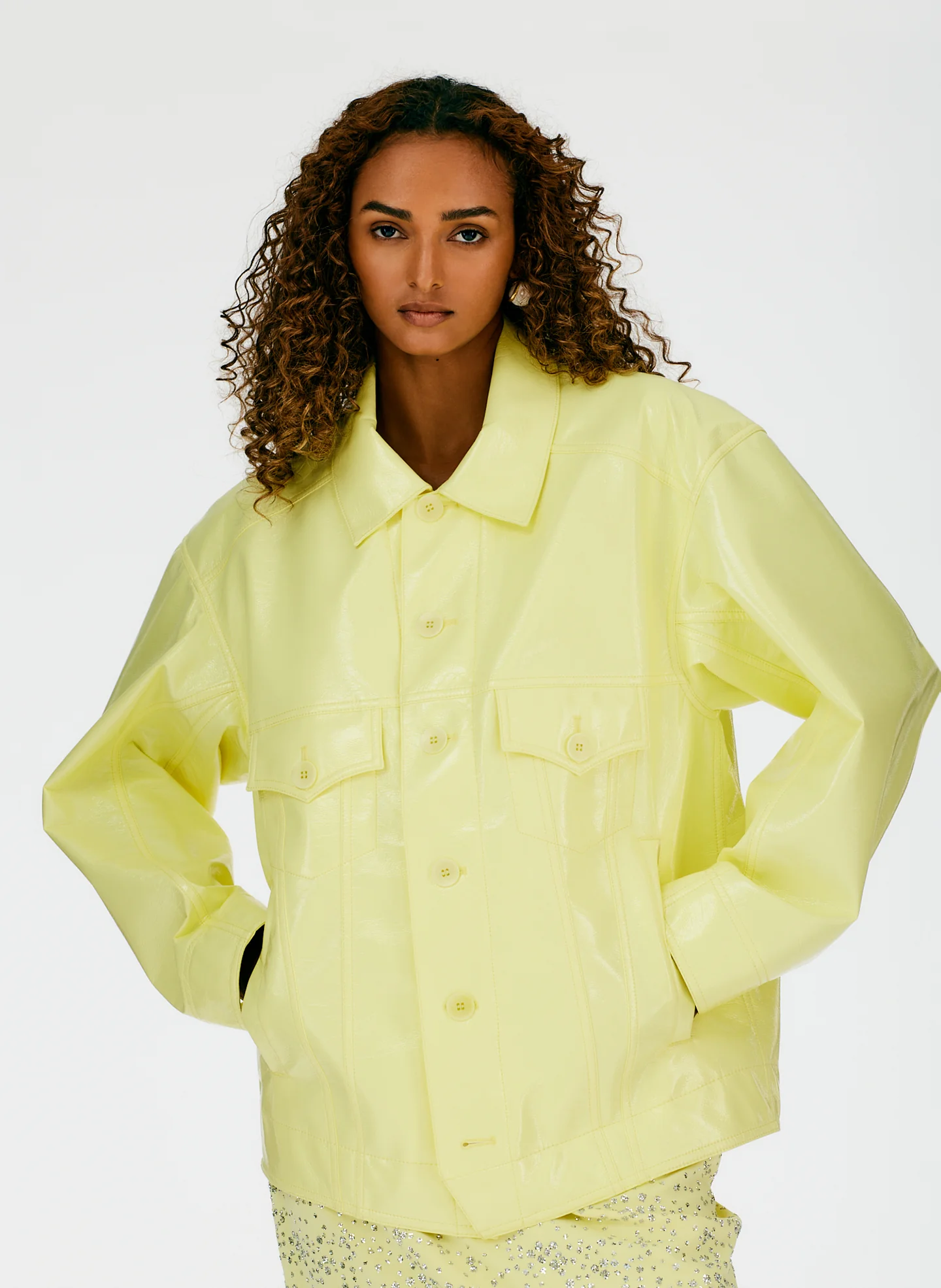 Faux Patent Leather Oversized Jacket - Image 11