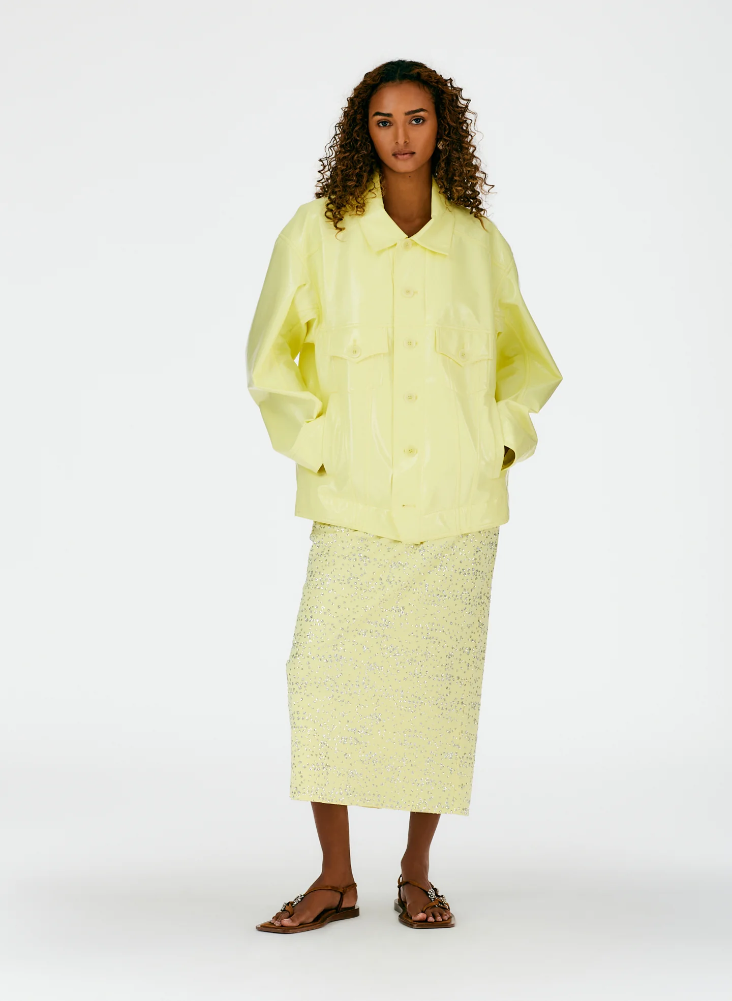 Faux Patent Leather Oversized Jacket - Image 12