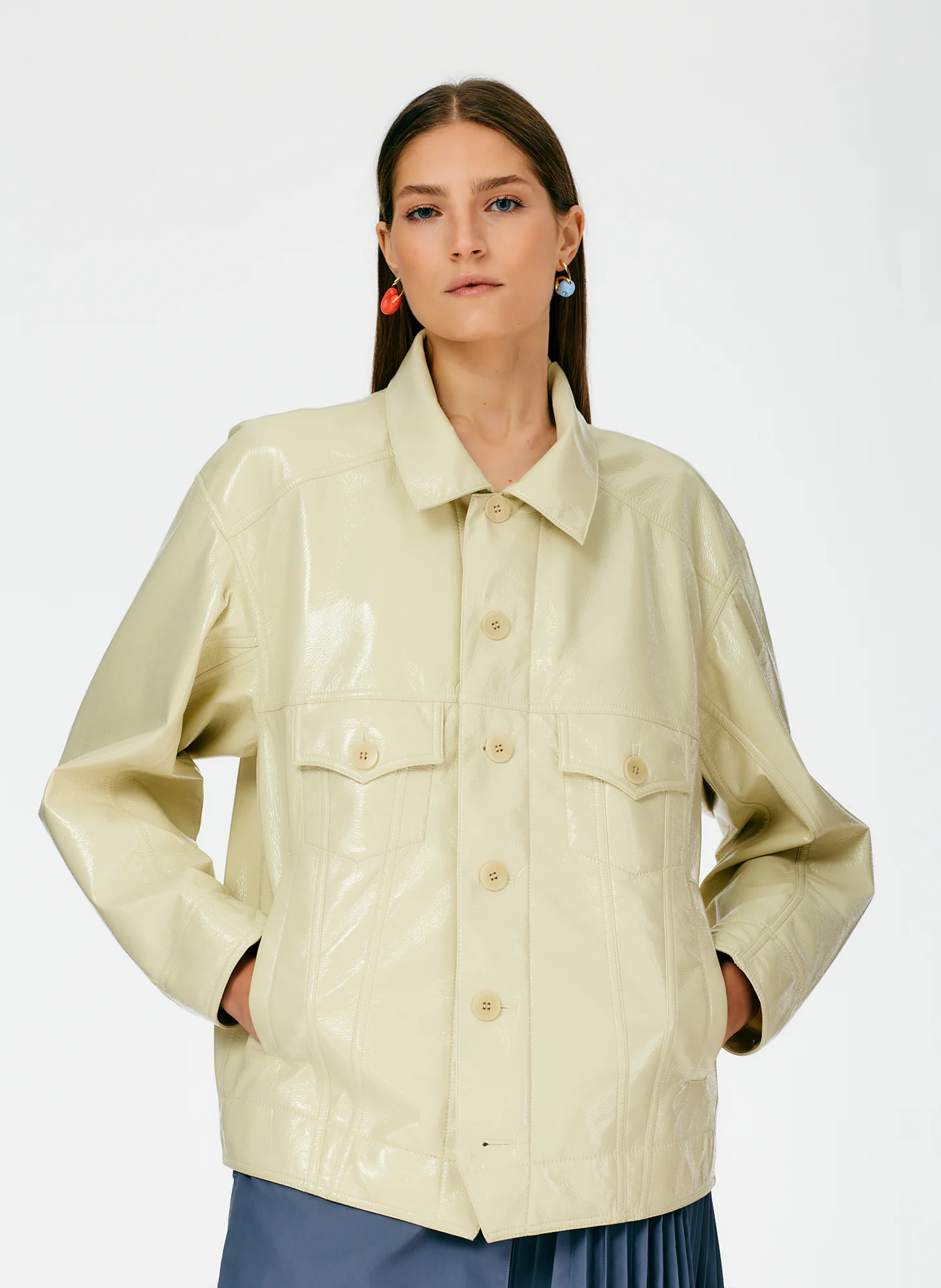 Faux Patent Leather Oversized Jacket - Image 5