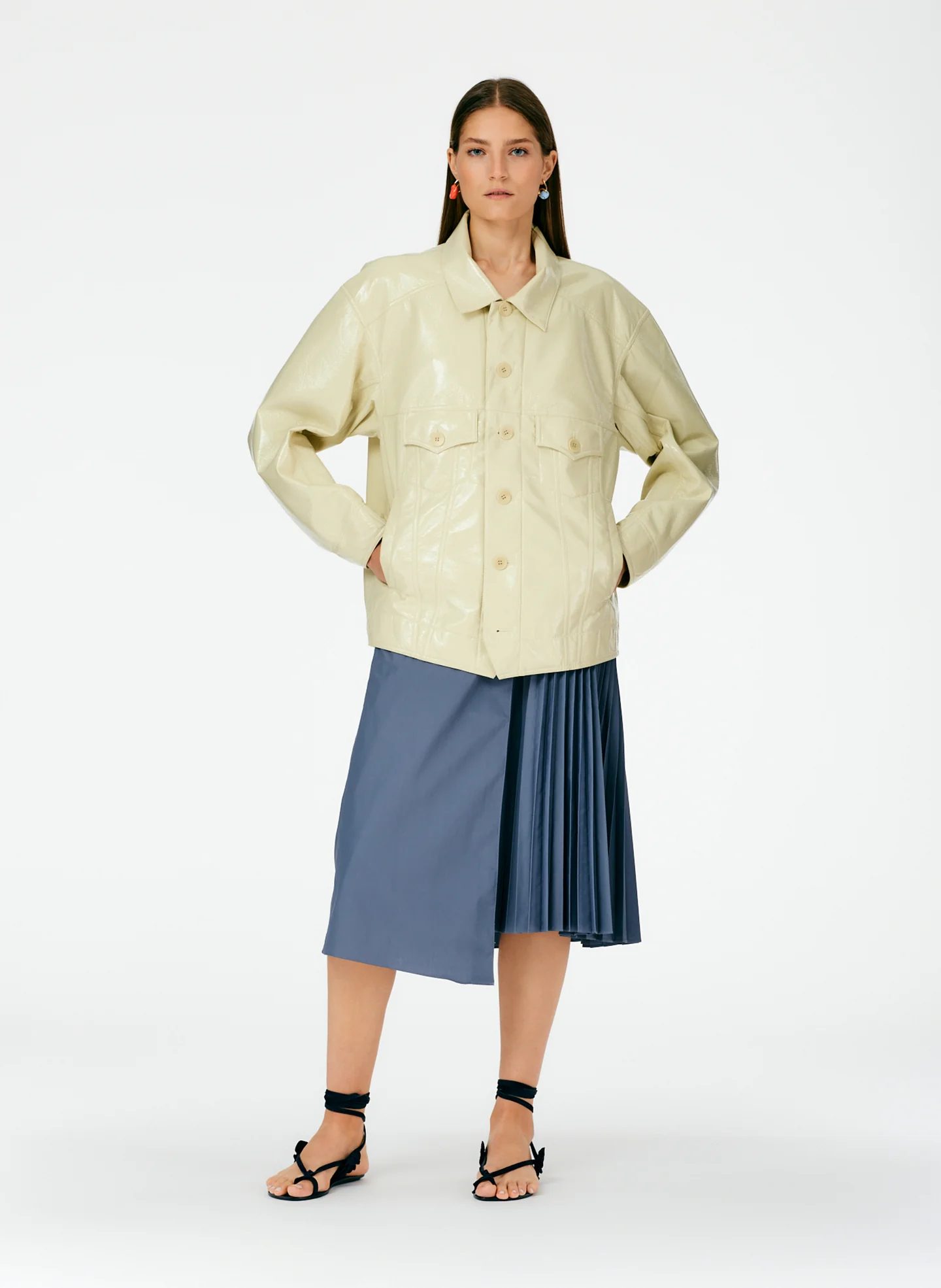Faux Patent Leather Oversized Jacket - Image 6