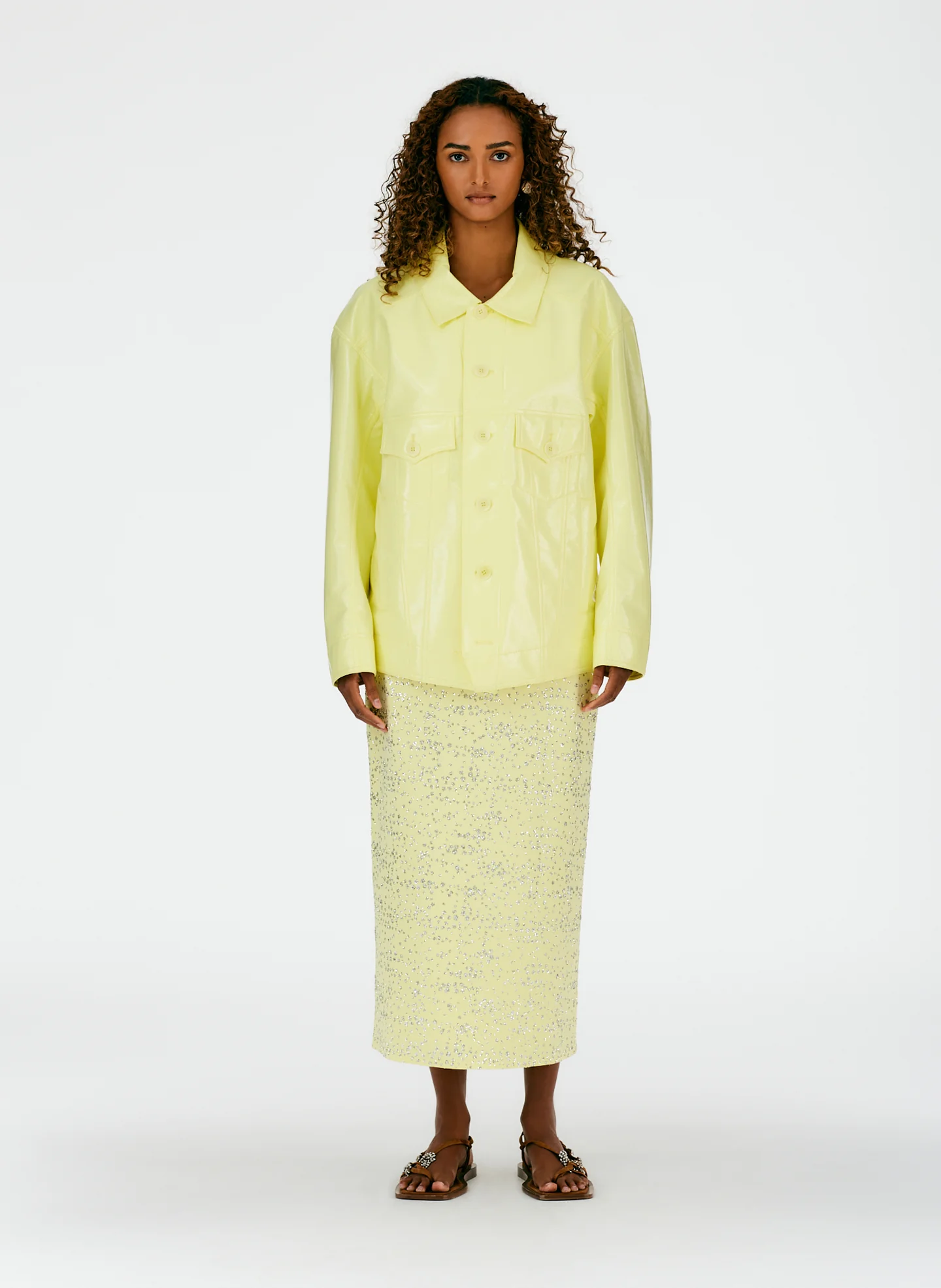 Faux Patent Leather Oversized Jacket - Image 7
