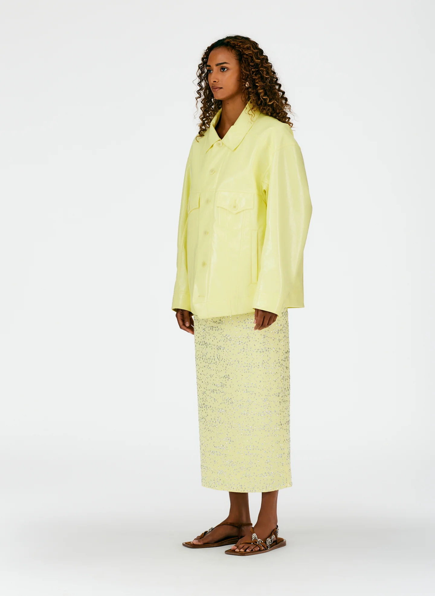 Faux Patent Leather Oversized Jacket - Image 8