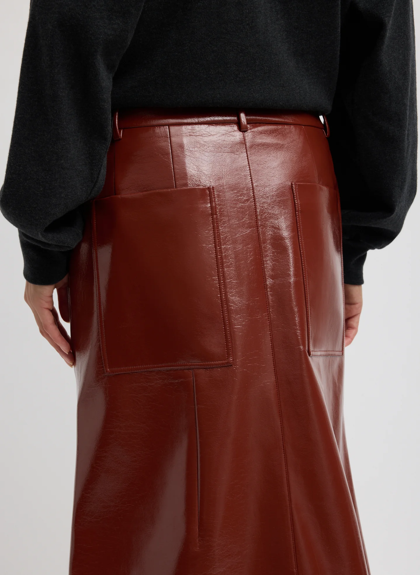 Faux Patent Leather Sculpted Silke Skirt - Image 5