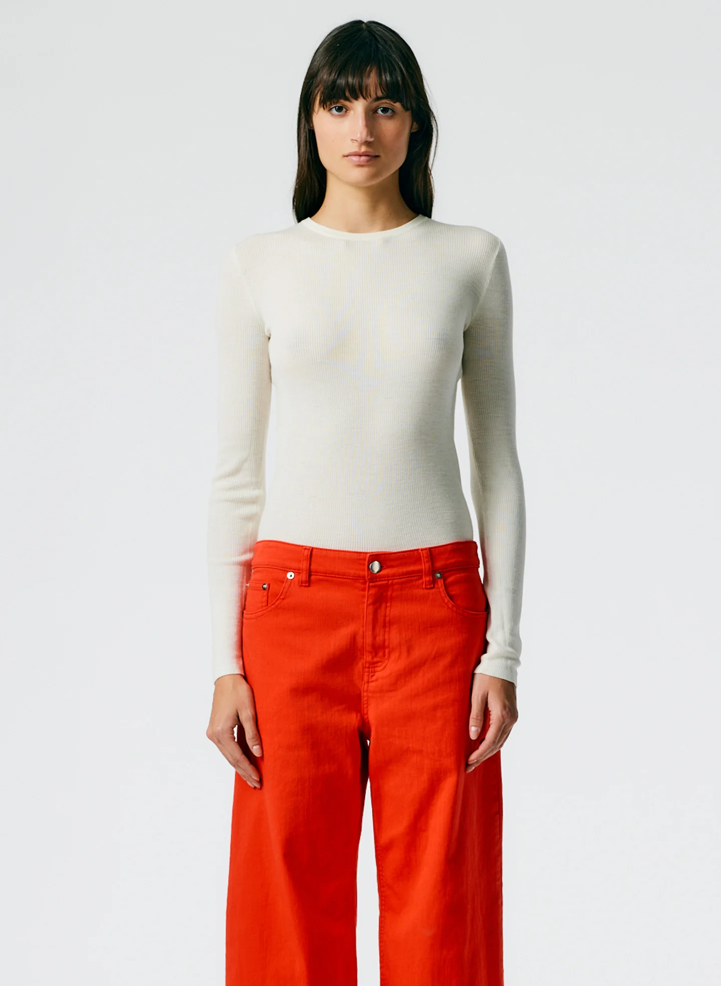 Feather Weight Ribbed Crewneck Pullover Sweater