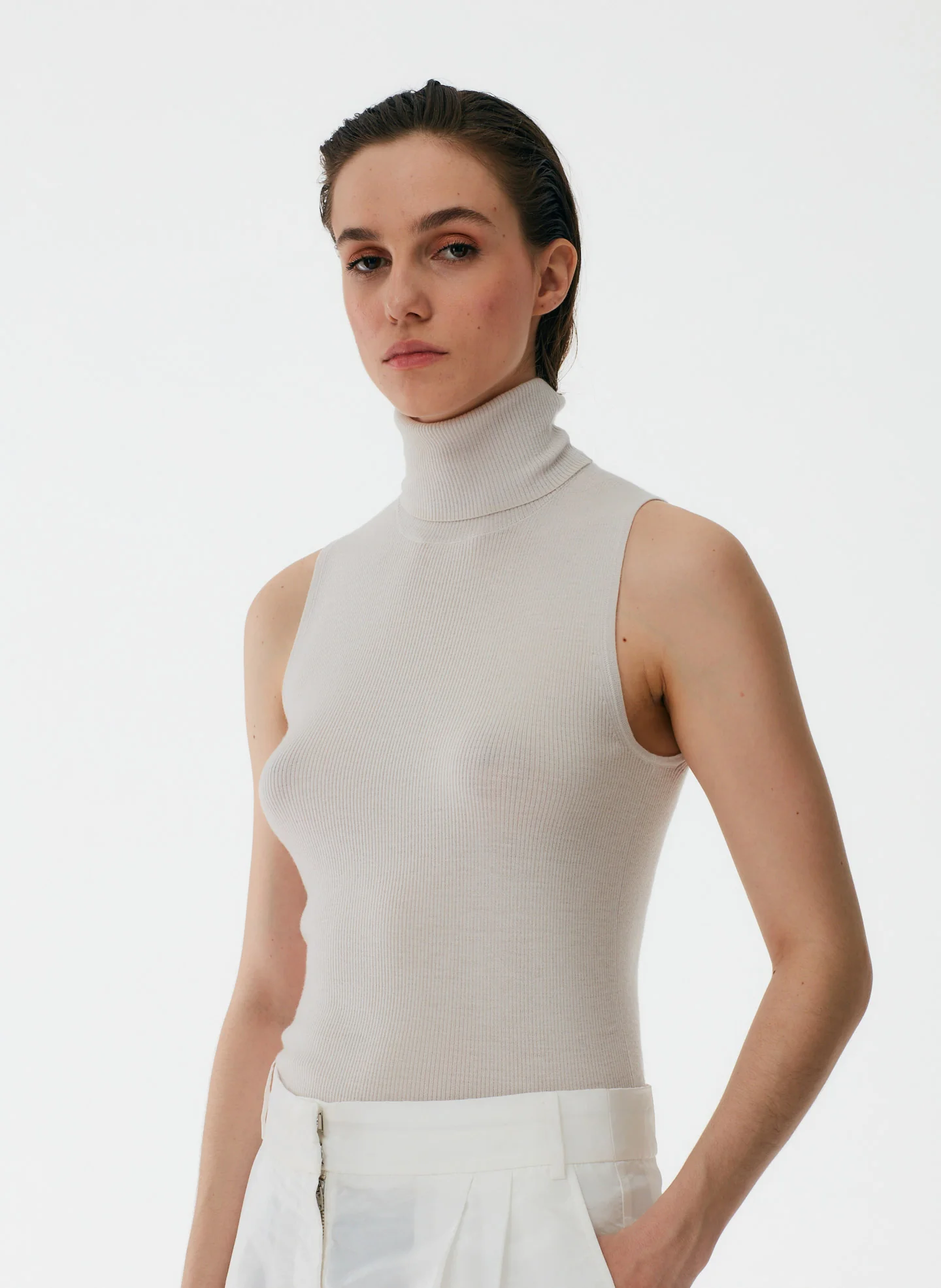 Feather Weight Ribbed Turtleneck Sweater Tank - Image 12