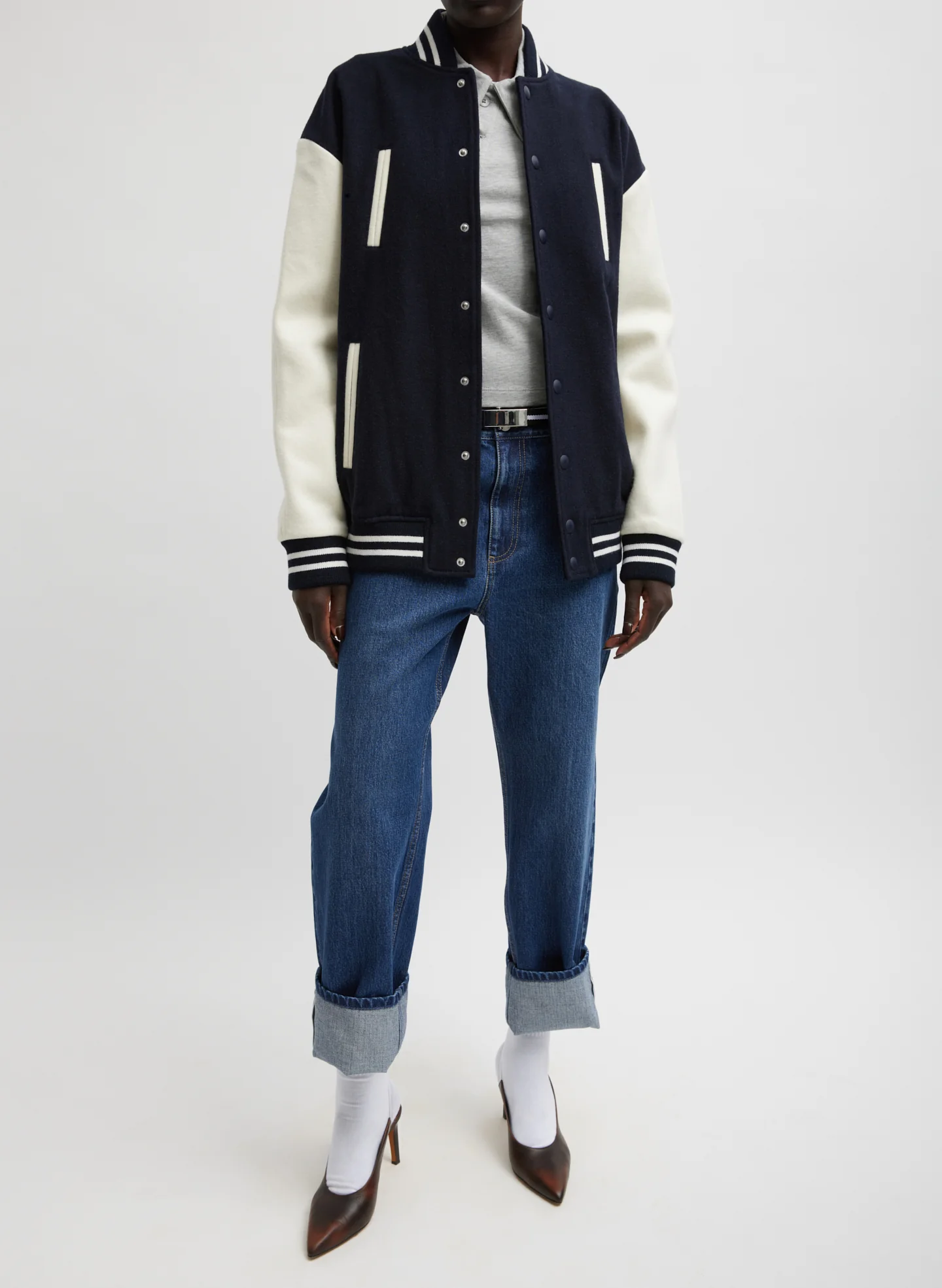 Felted Wool Cocoon Varsity Bomber - Image 6