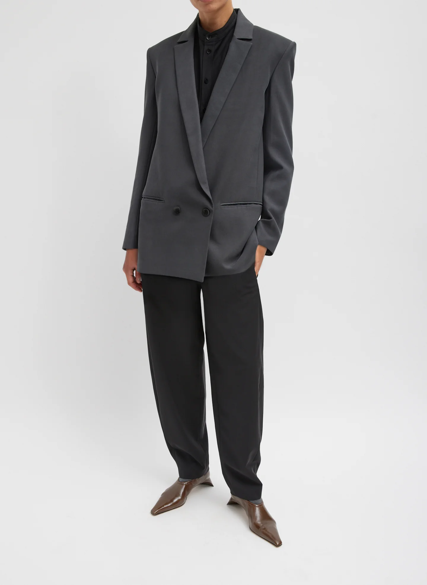 Fluid Suiting Double Breasted Blazer - Image 4