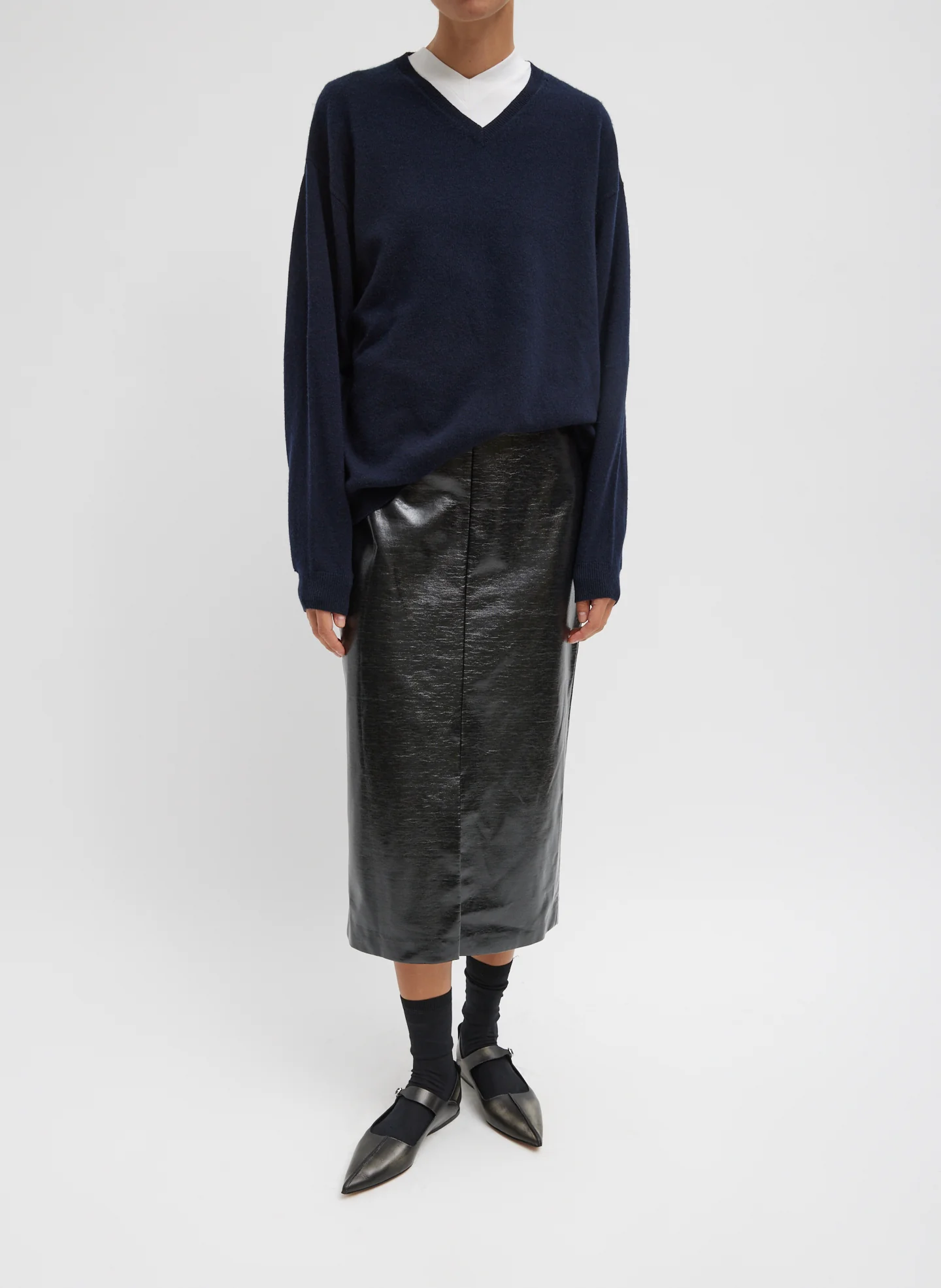 Glossed Jersey Pencil Skirt - Image 4