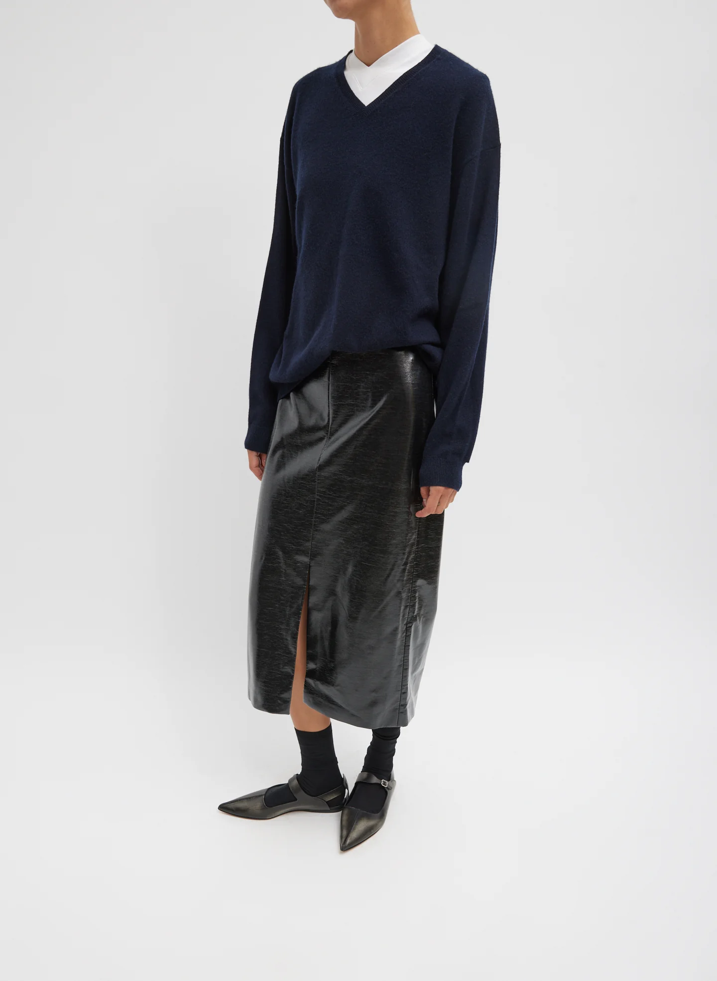 Glossed Jersey Pencil Skirt - Image 5