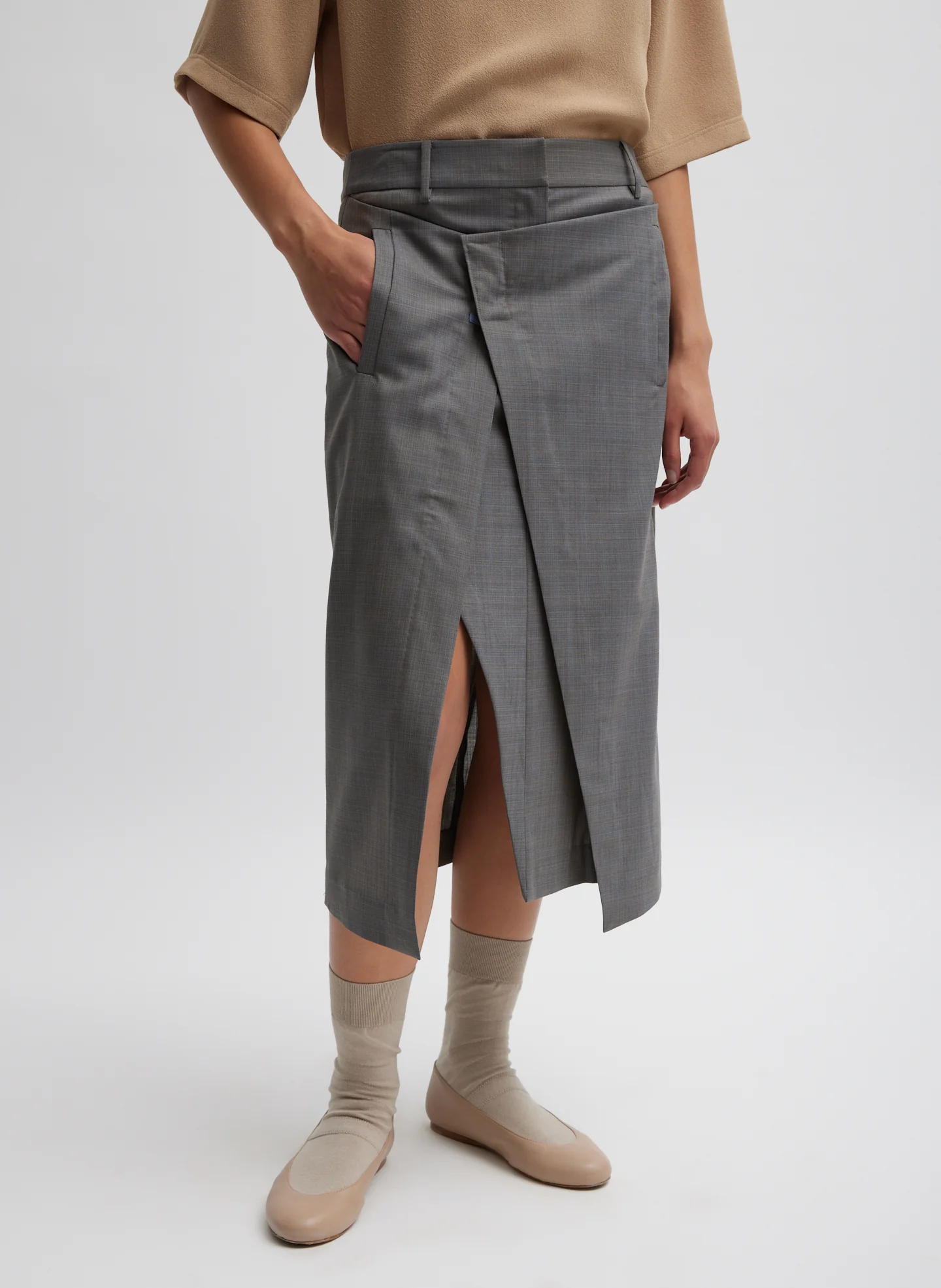Grant Crossdye Suiting Wrap Trouser Skirt