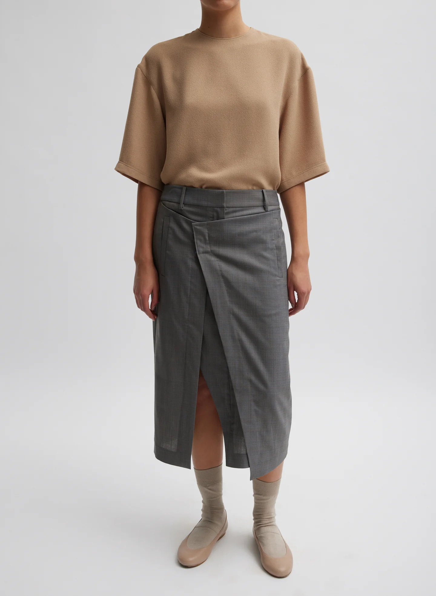 Grant Crossdye Suiting Wrap Trouser Skirt - Image 5