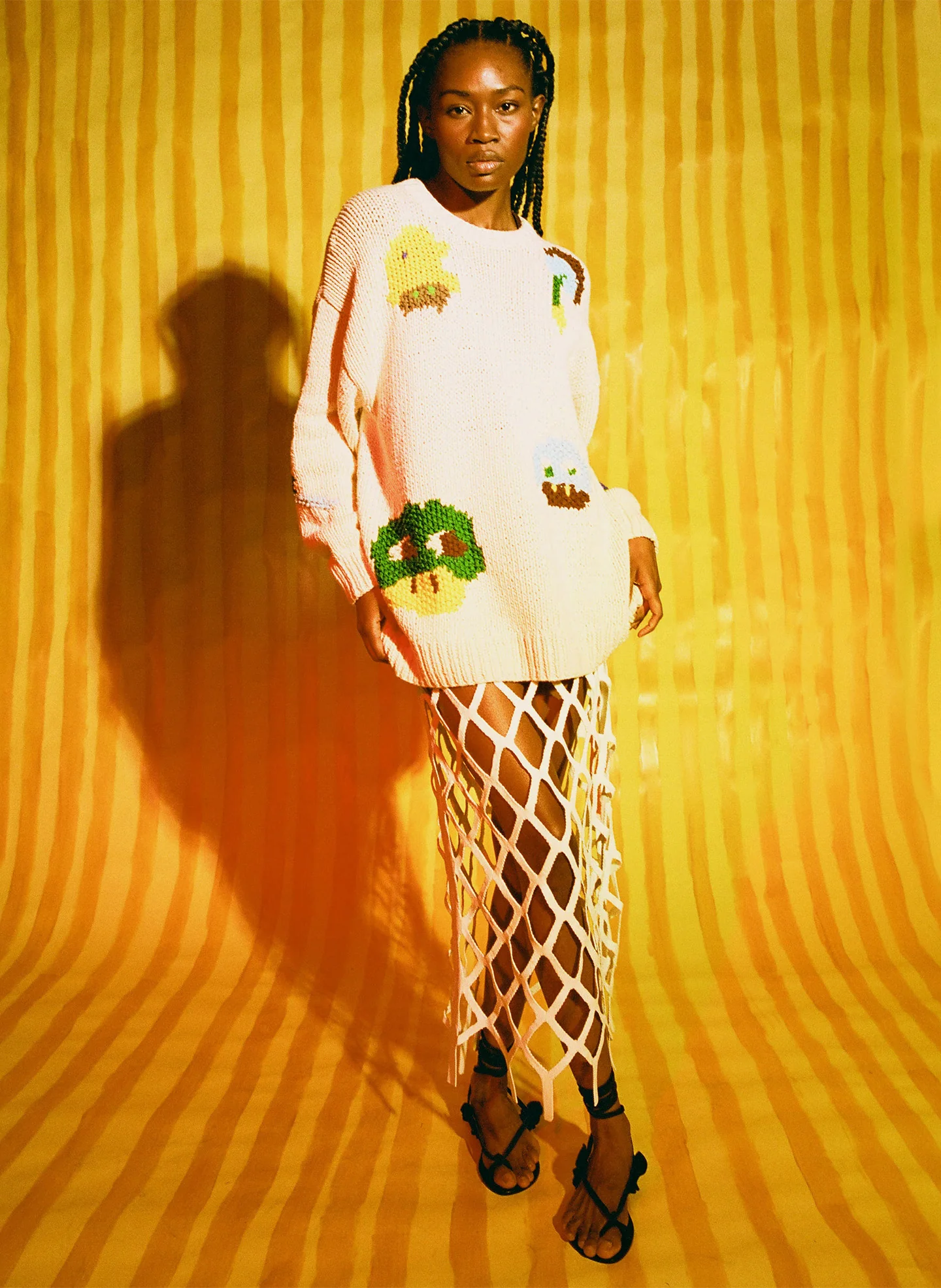 Handknit Intarsia Crewneck Pullover - Image 3