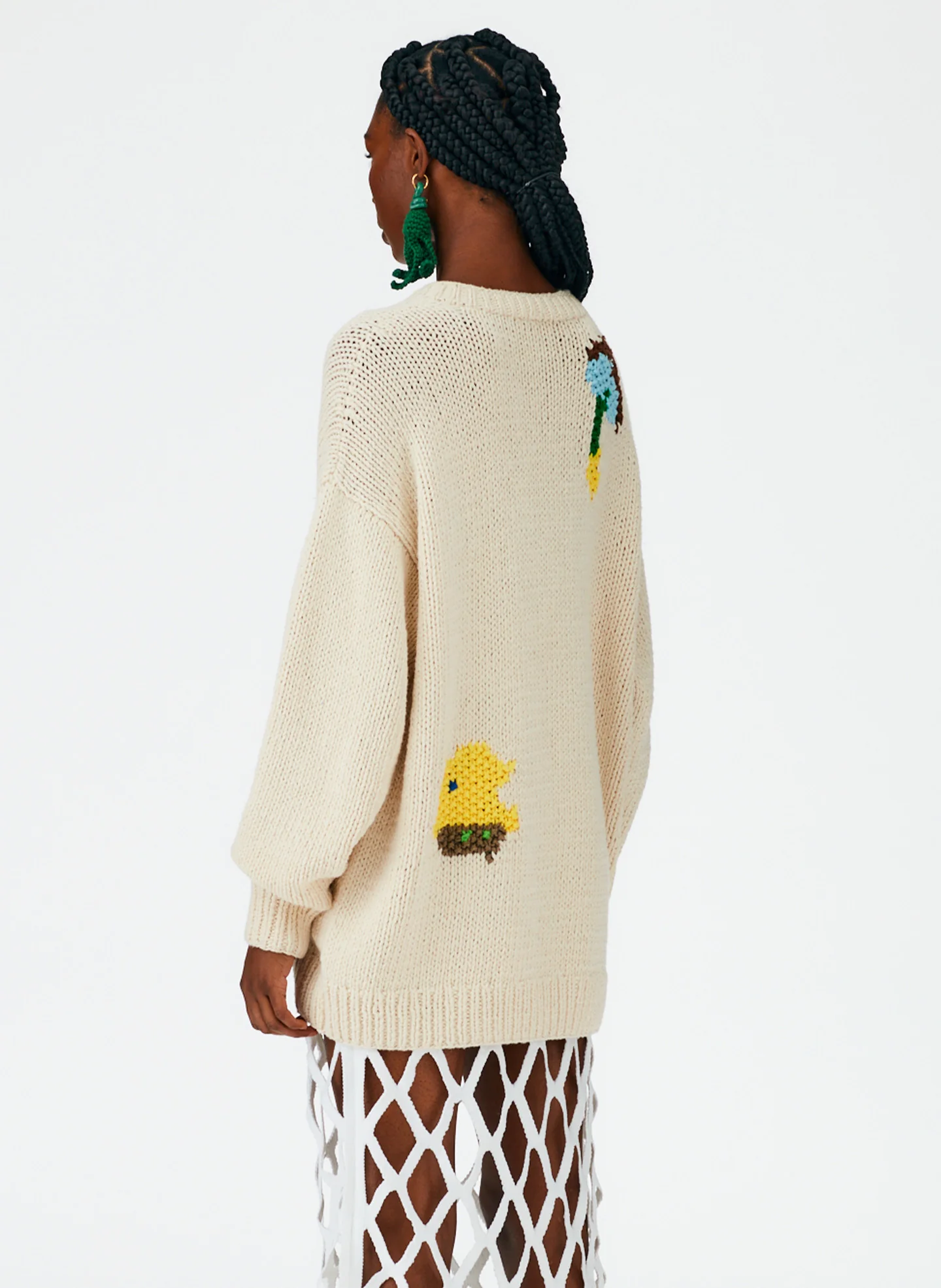 Handknit Intarsia Crewneck Pullover - Image 5