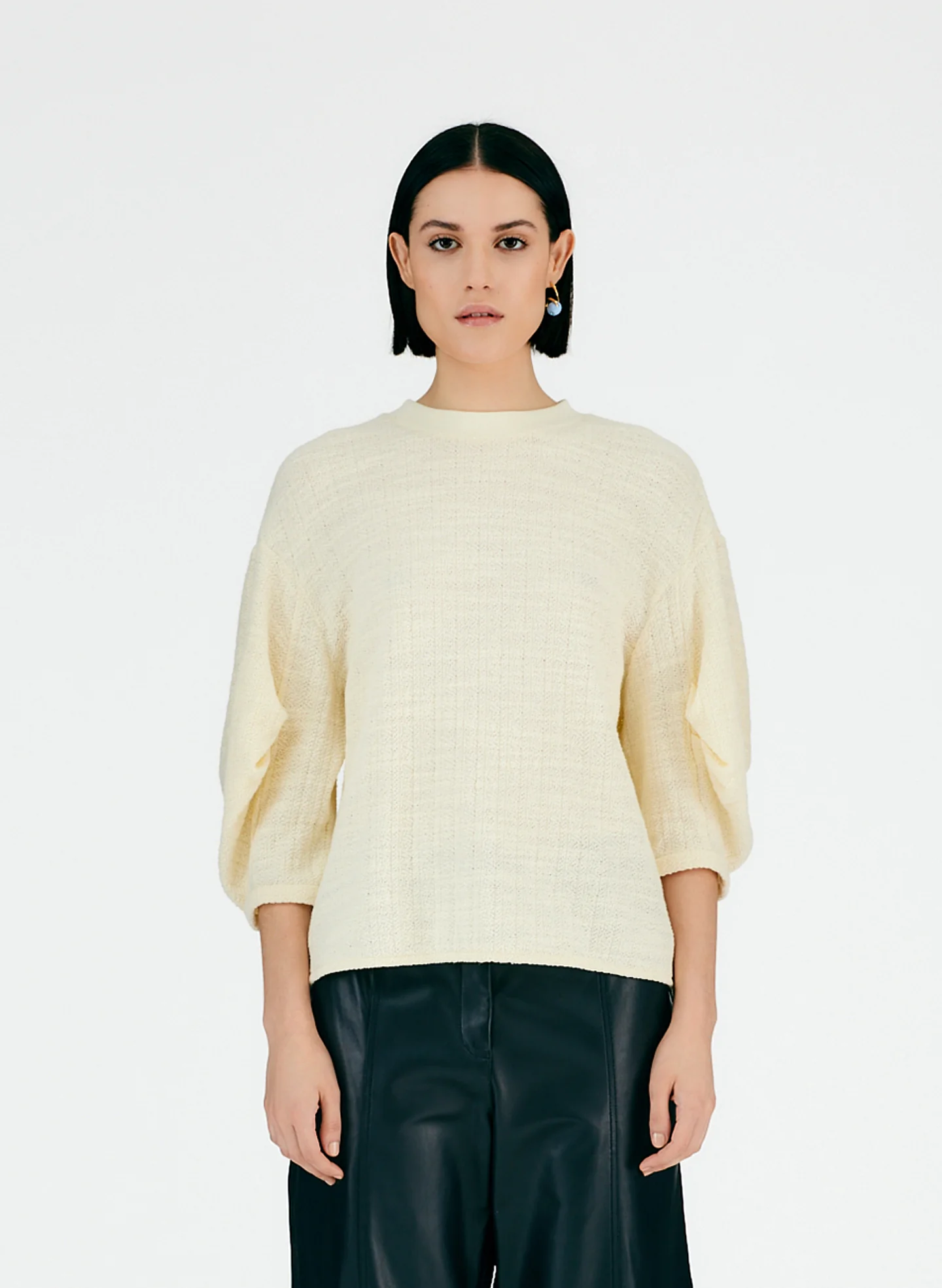 Handspun Knit Pleat Sleeve Top