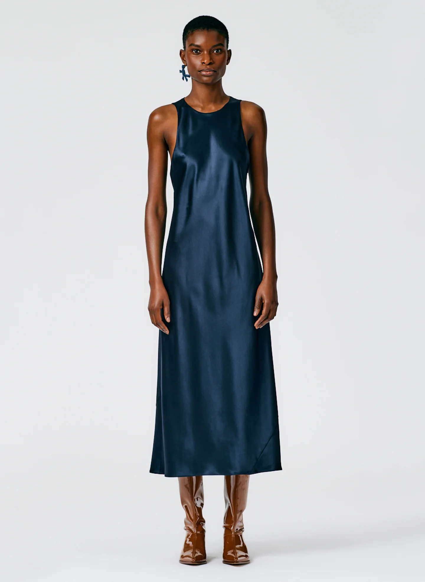 Heavy Satin Midi Bias Dress - Image 2