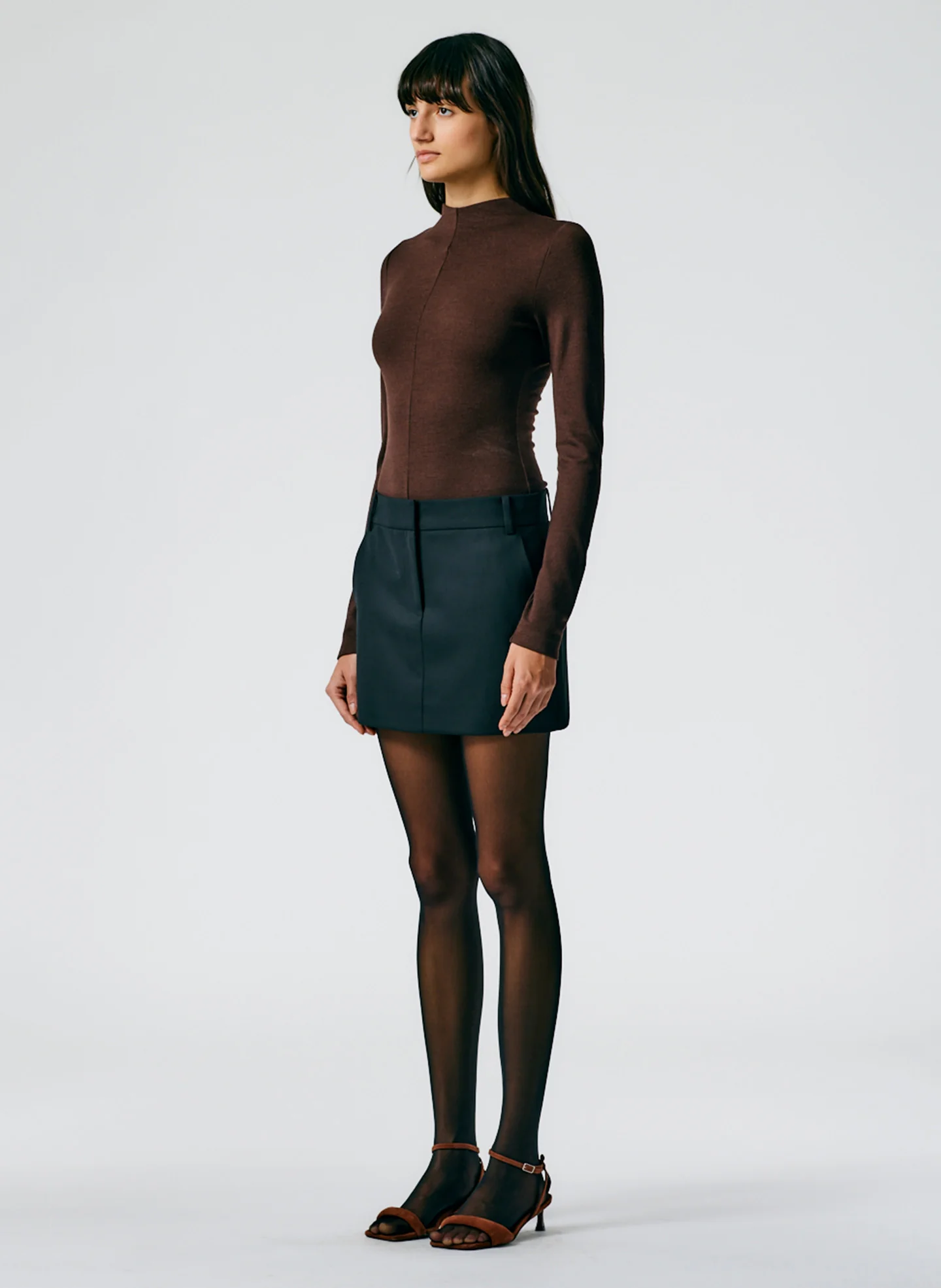 Heavy Wool Plainweave Mini Trouser Skirt - Image 3