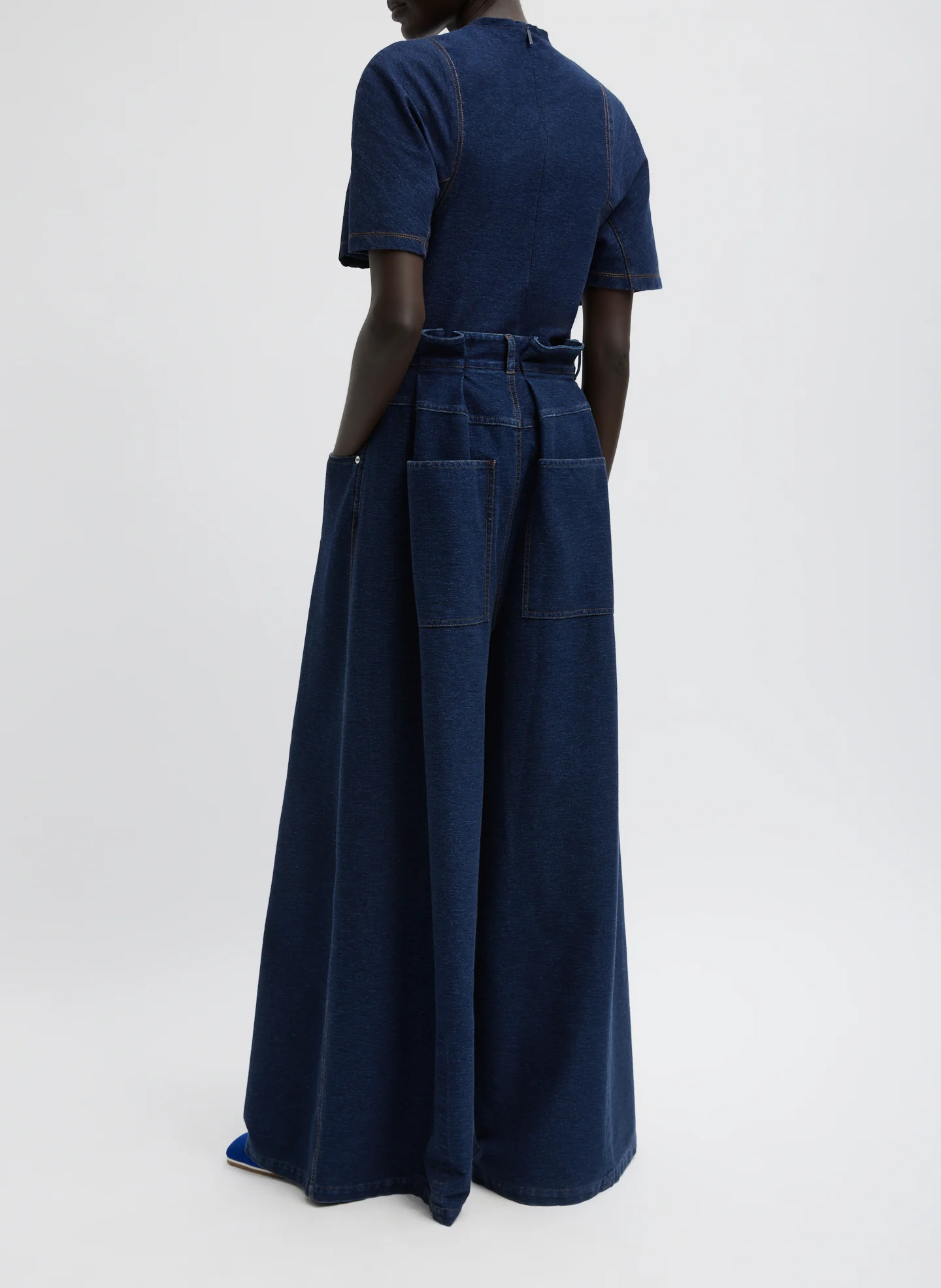 Indigo Barre Denim Knit Walker Wide Leg Jean - Image 5