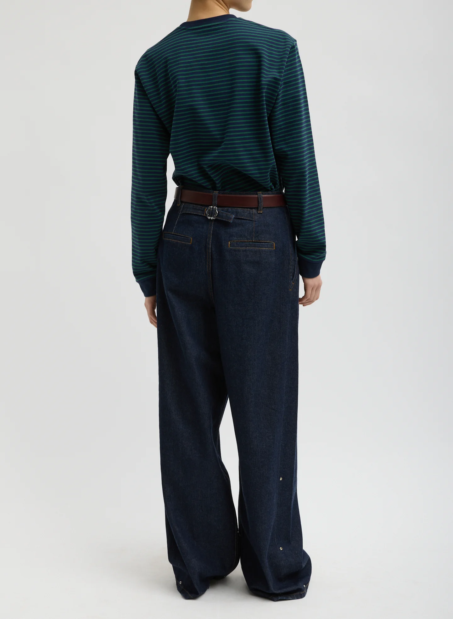 Indigo Denim Triple Pleat Jean - Image 4