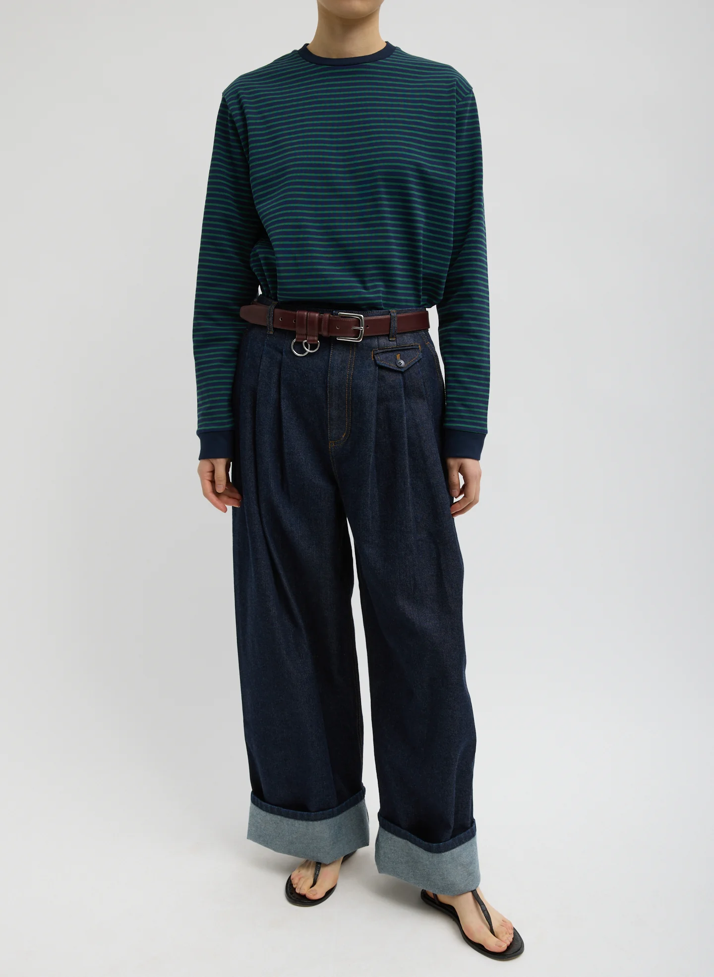 Indigo Denim Triple Pleat Jean - Image 5